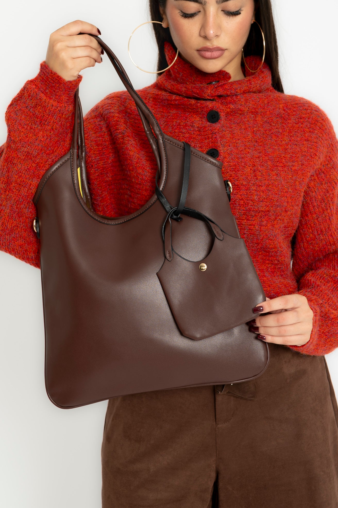 Borsa in ecopelle con mini bag