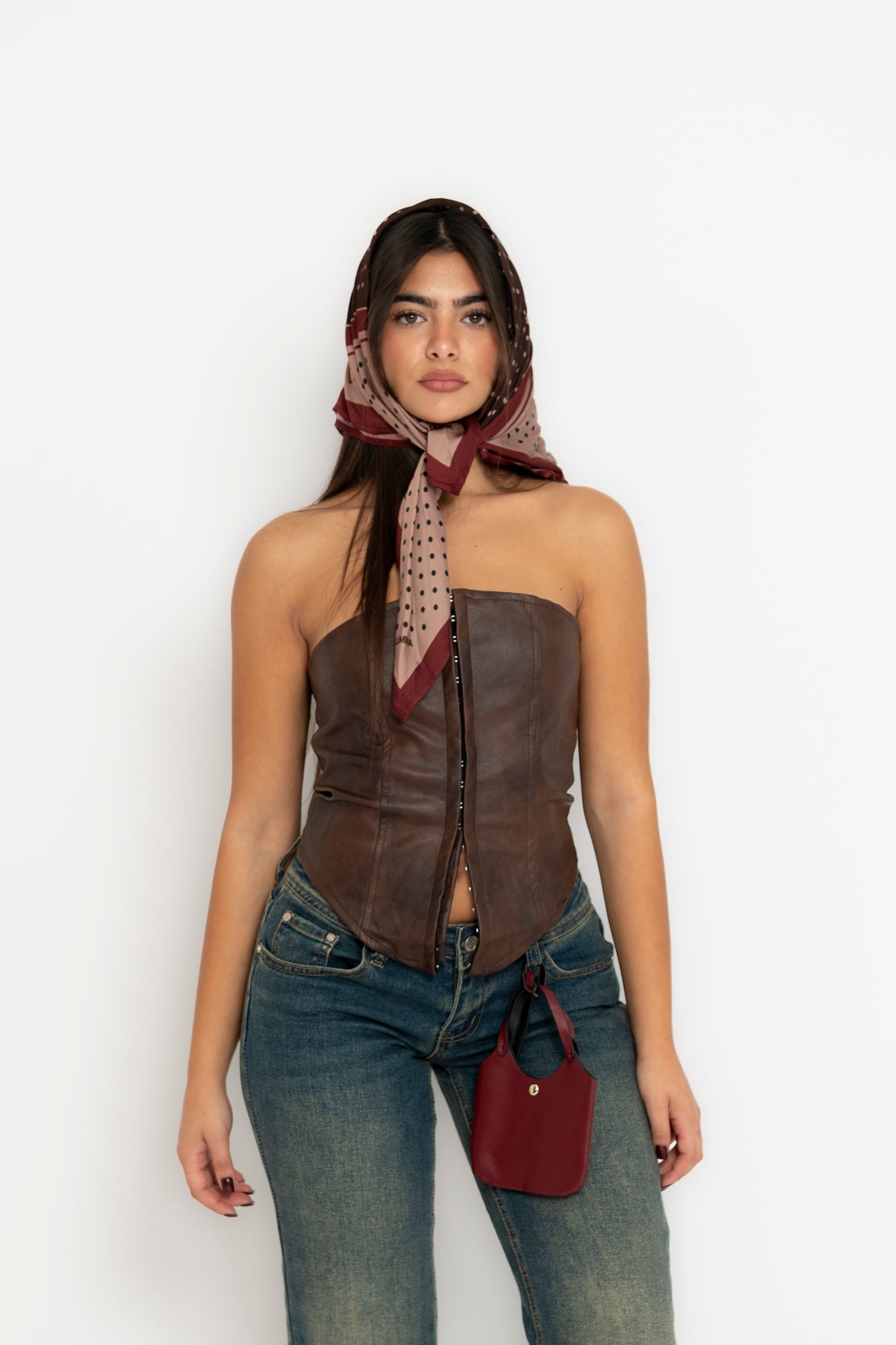 Corsetto in ecopelle brown