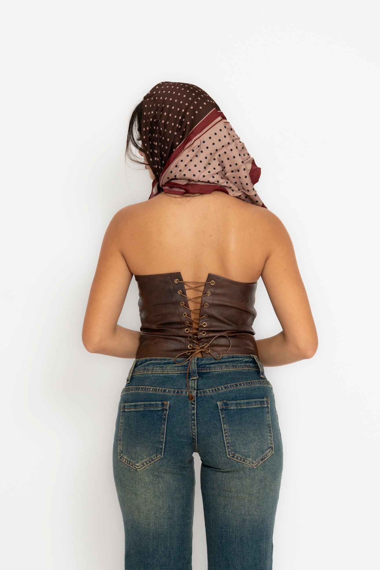 Corsetto in ecopelle brown
