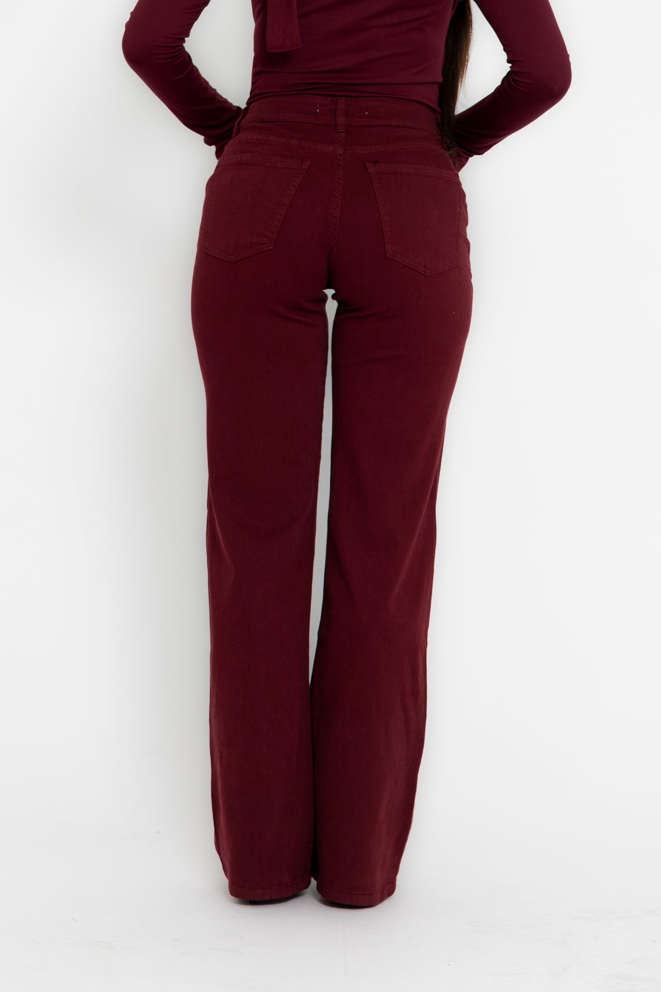 Jeans wide leg bordeaux