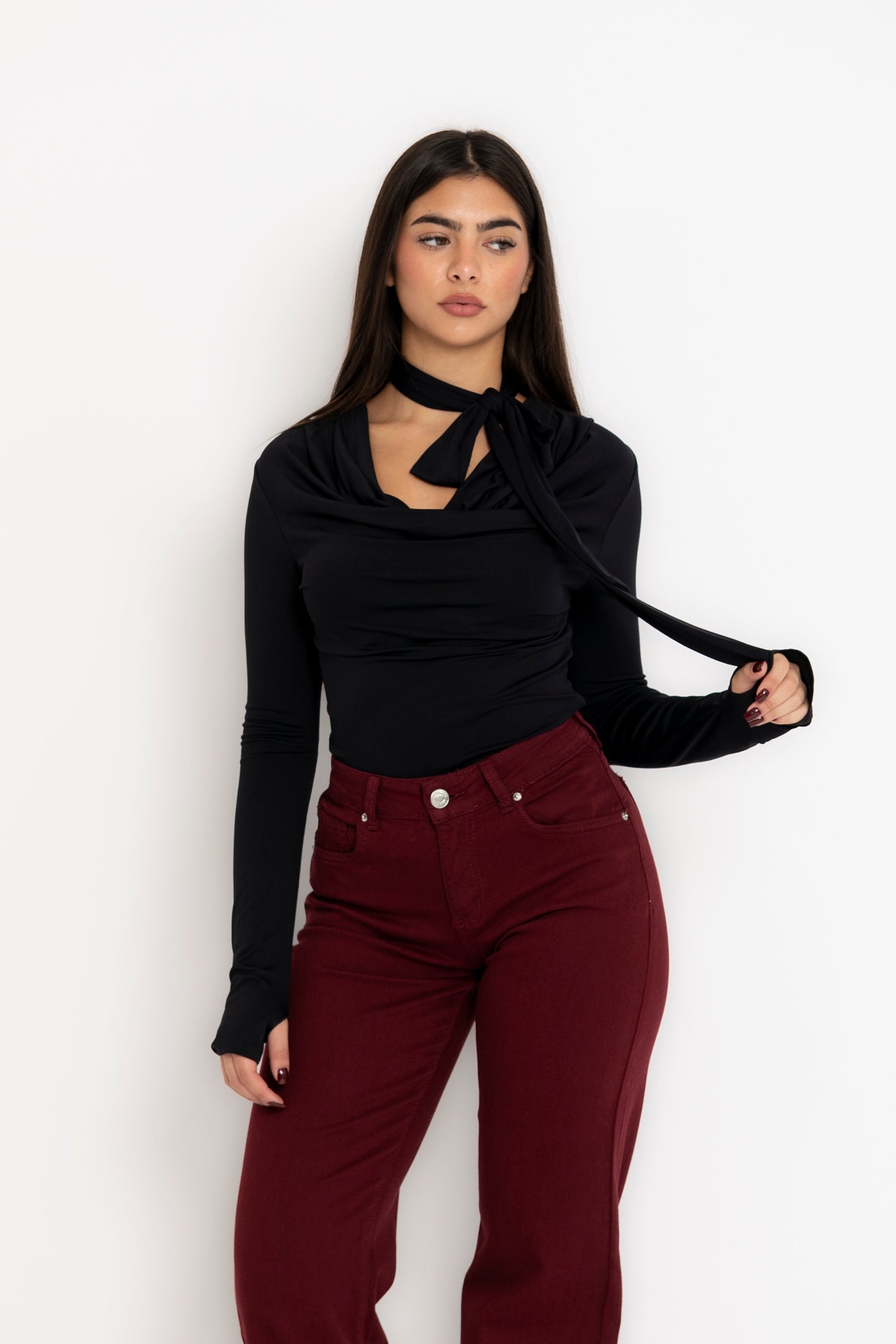 Maglia licra con fiocco