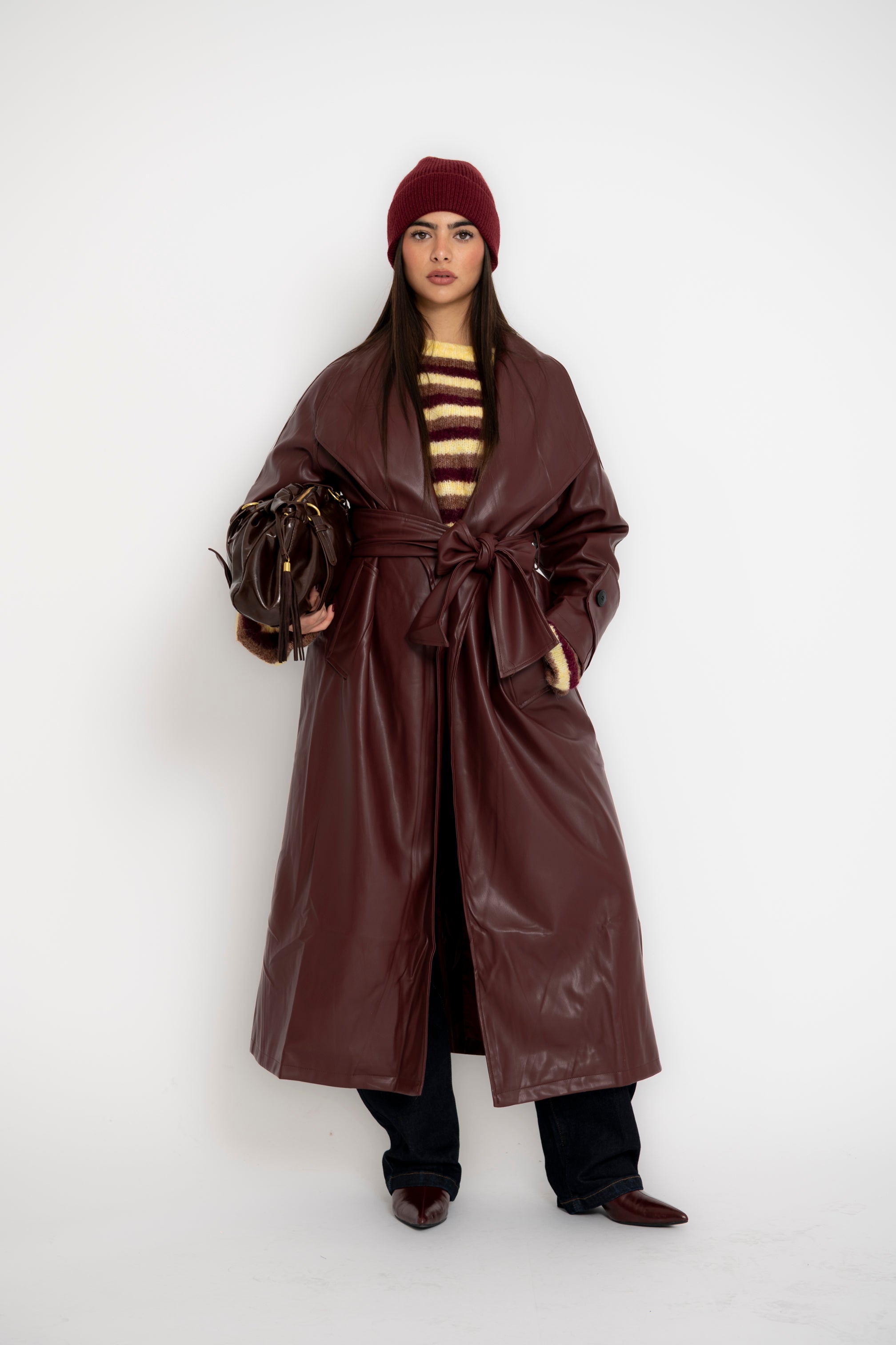 Trench in ecopelle bordeaux