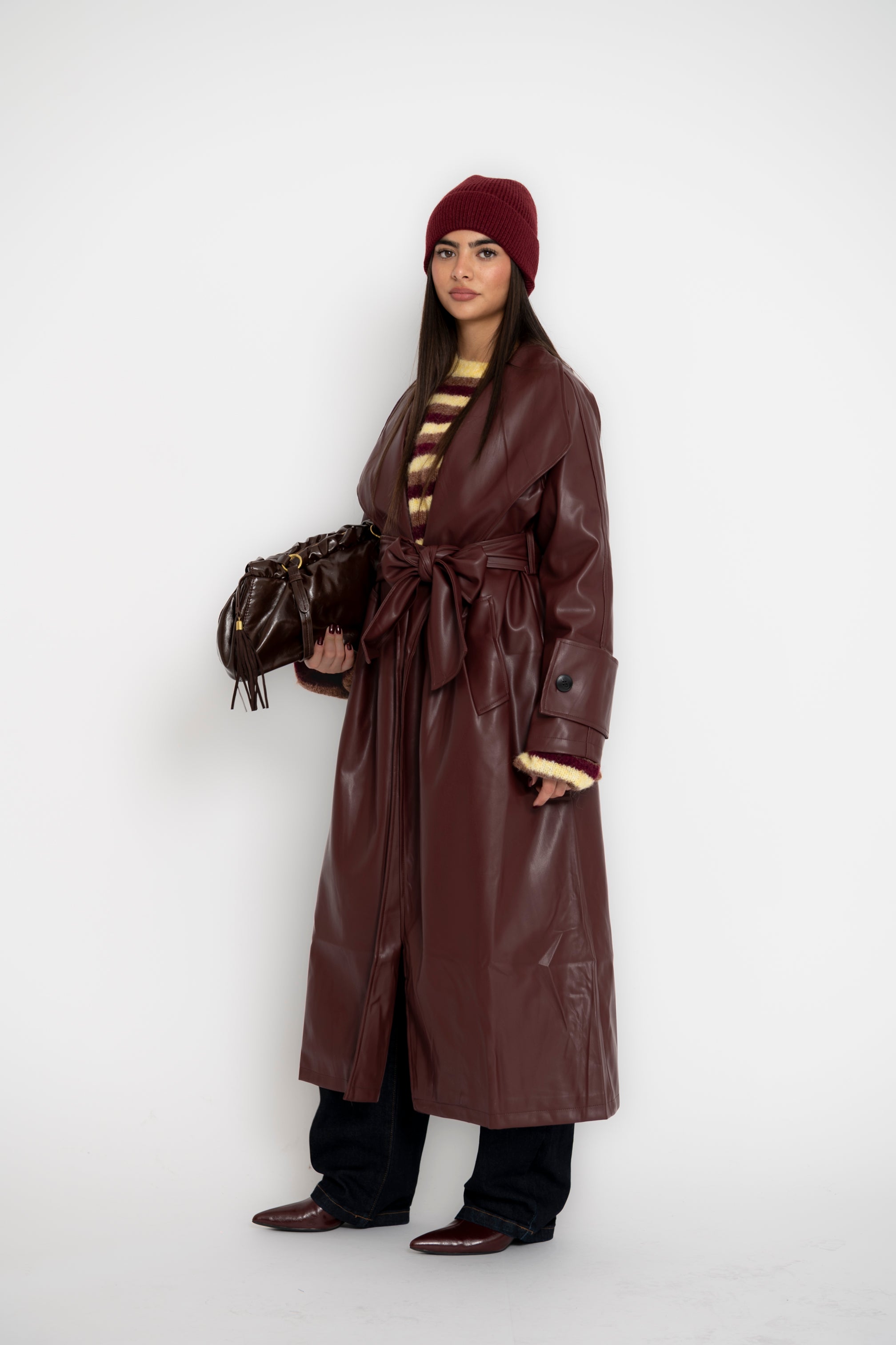 Trench in ecopelle bordeaux