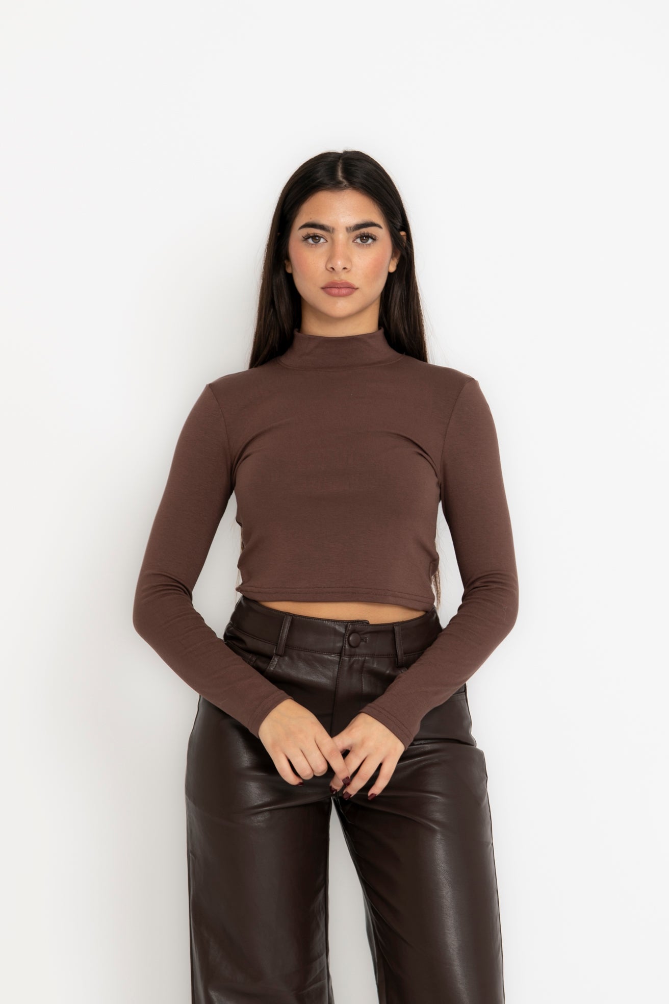 Maglia crop mezzo collo