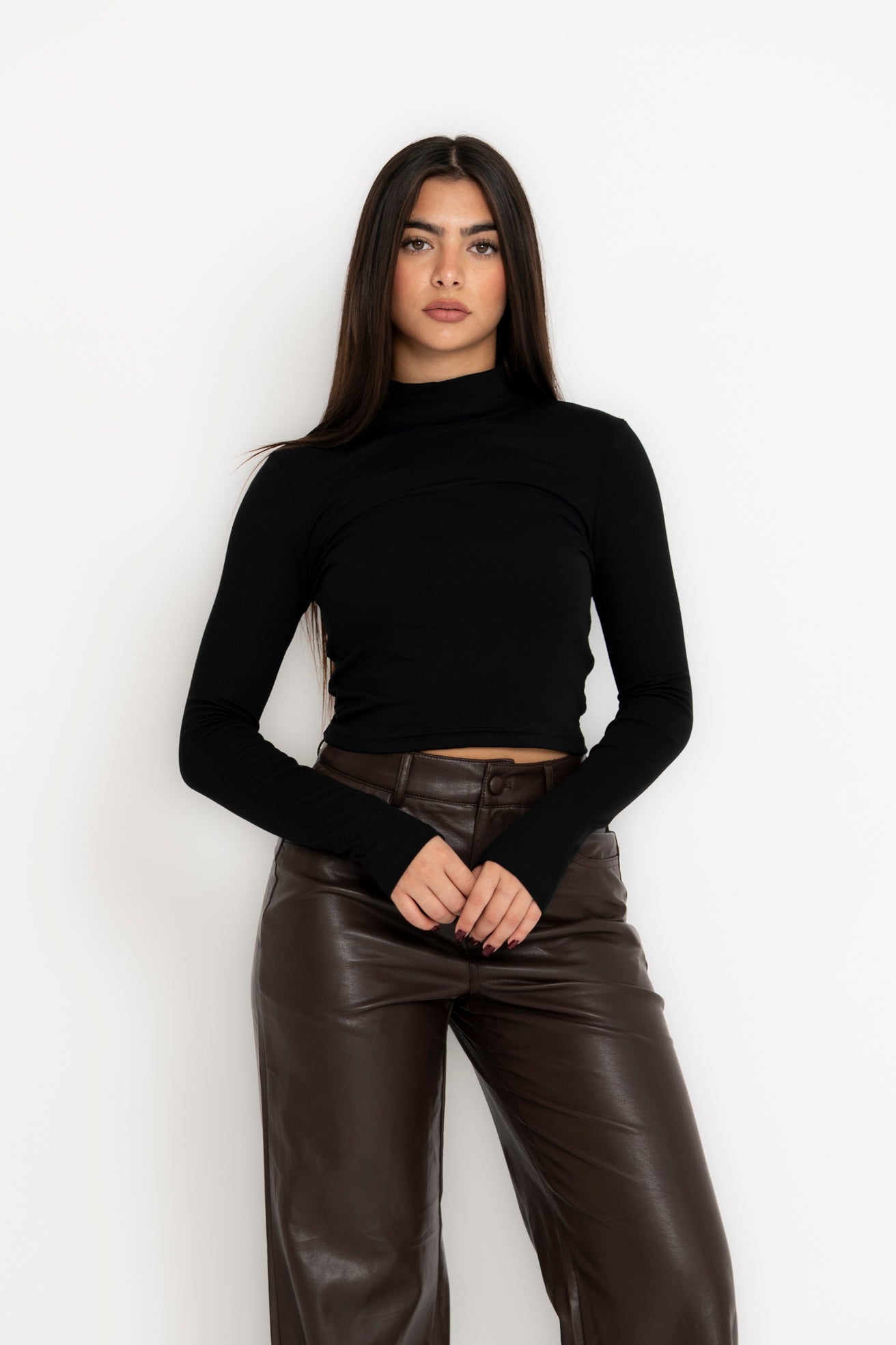 Maglia crop mezzo collo