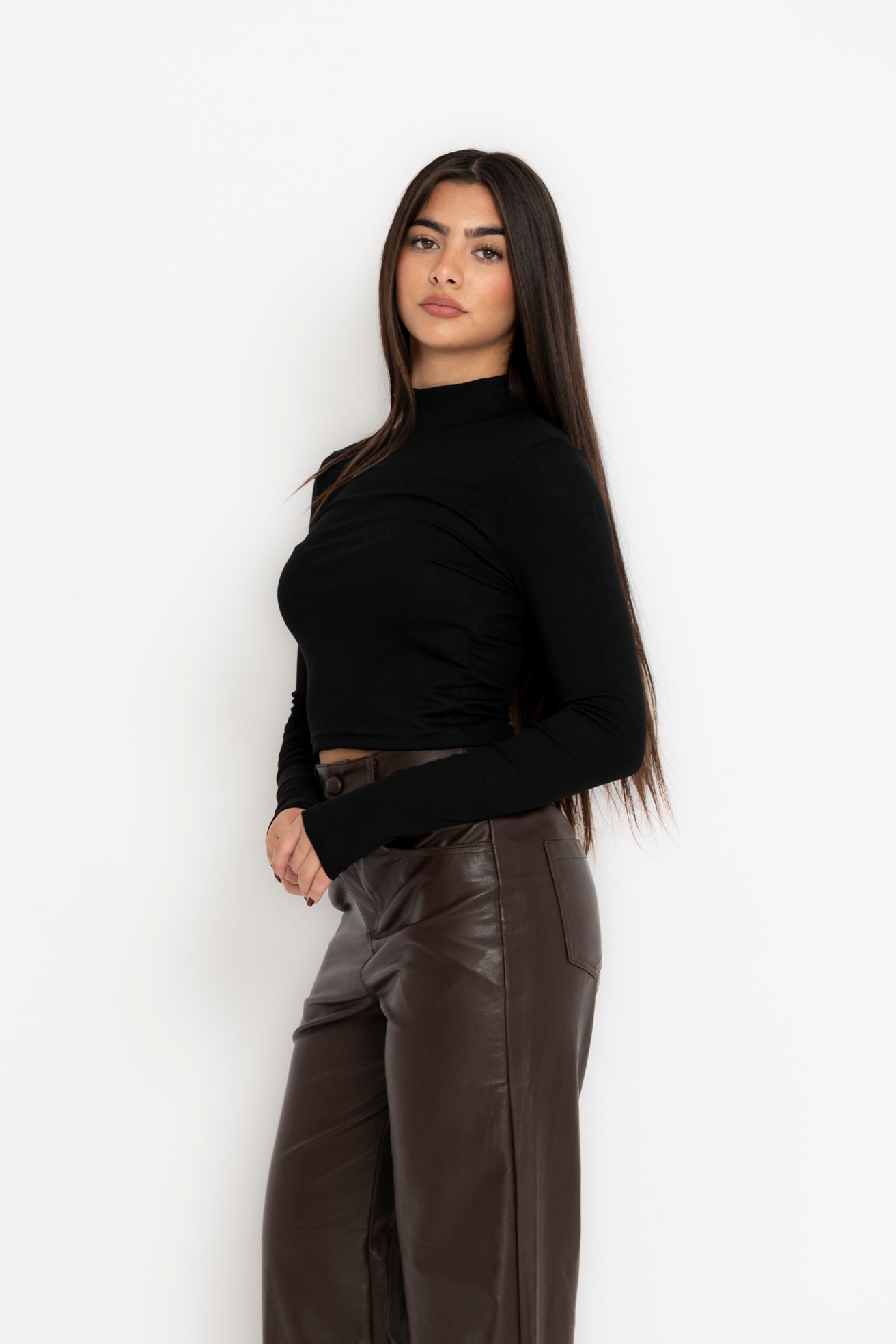 Maglia crop mezzo collo