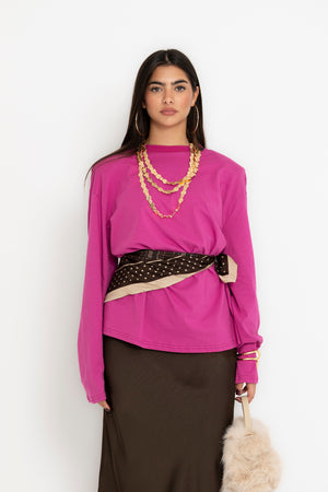 Maglia con spalline fucsia