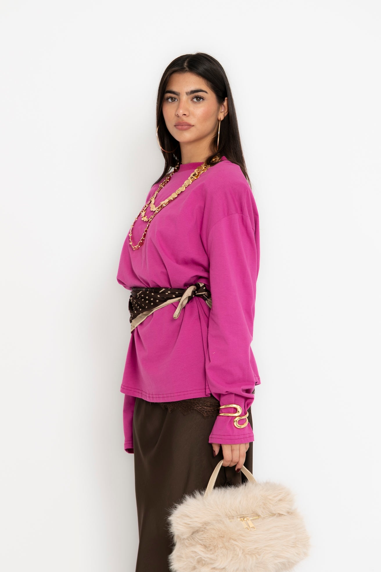Maglia con spalline fucsia