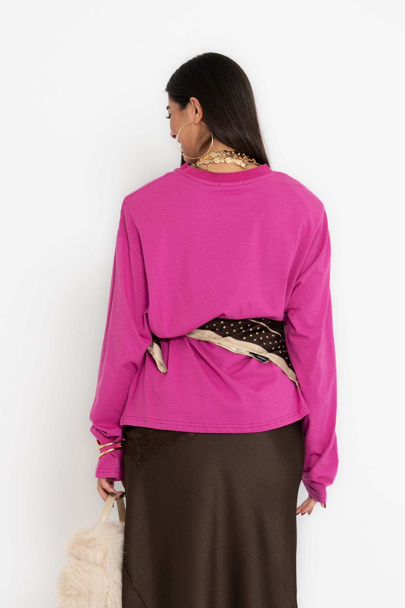 Maglia con spalline fucsia