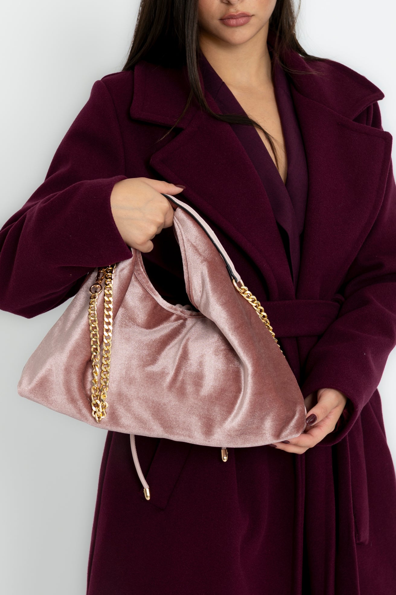 Borsa in velluto rosa