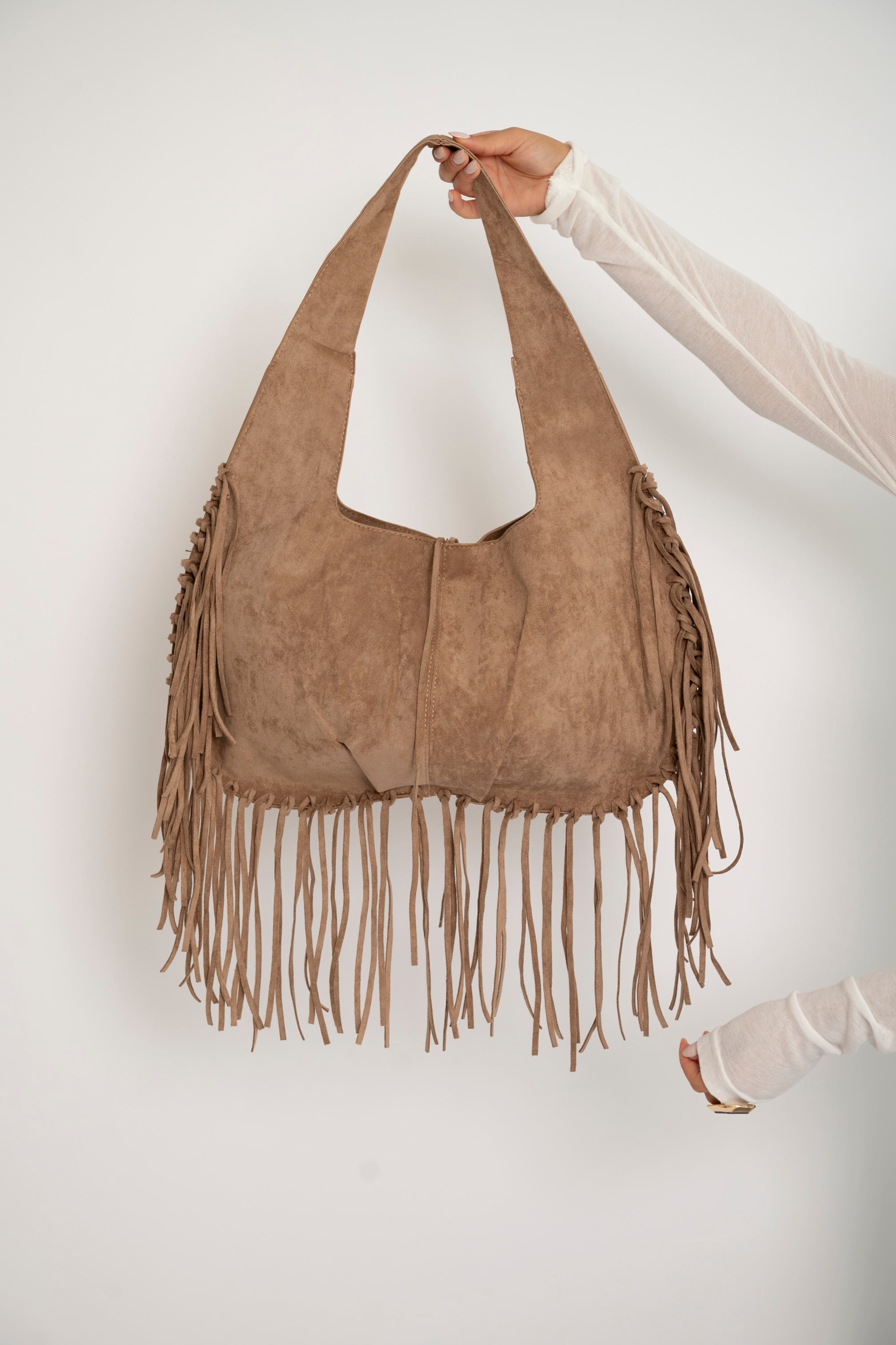 Borsa in camoscio con frange