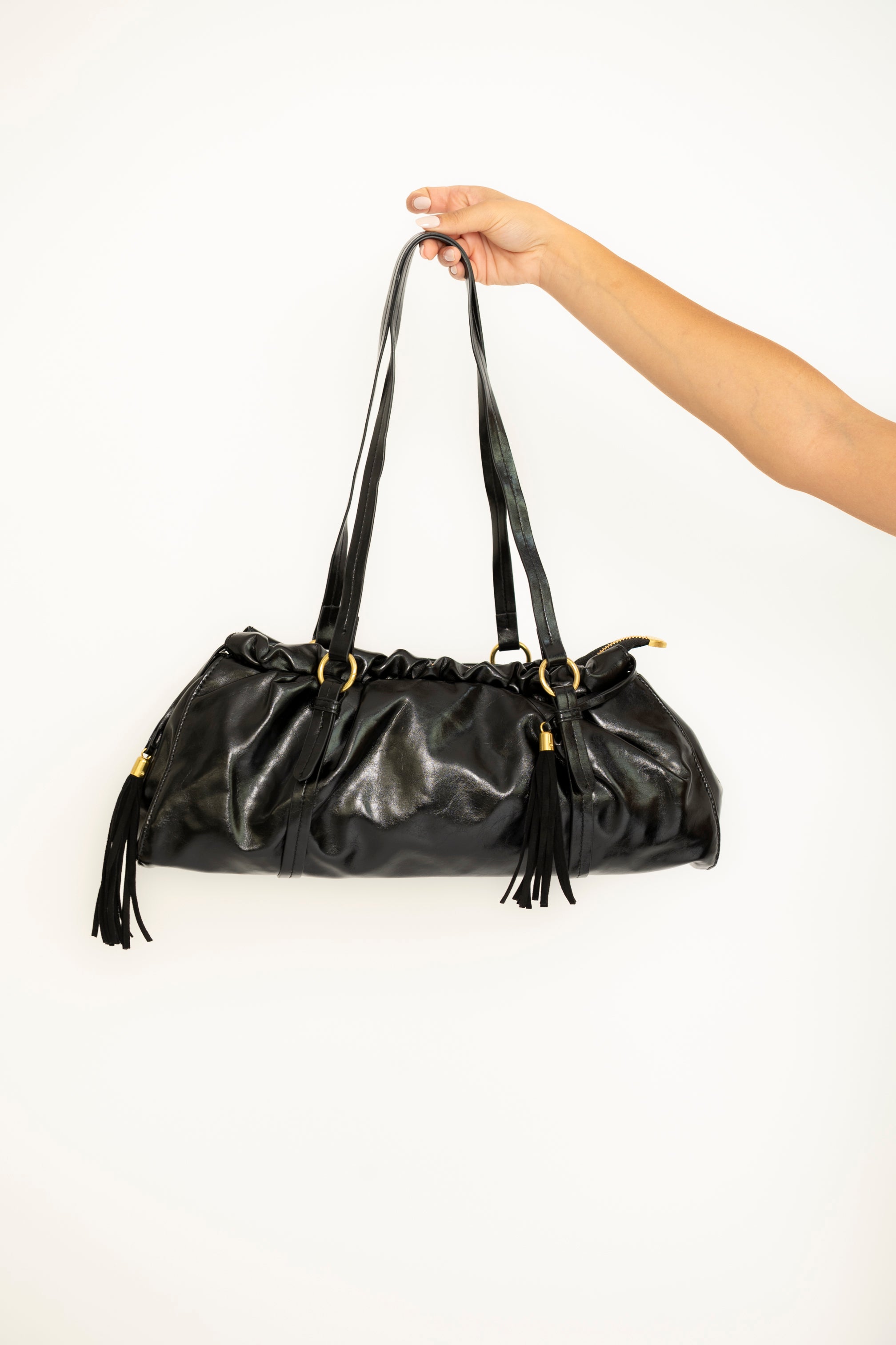 Borsa in ecopelle con dettagli oro