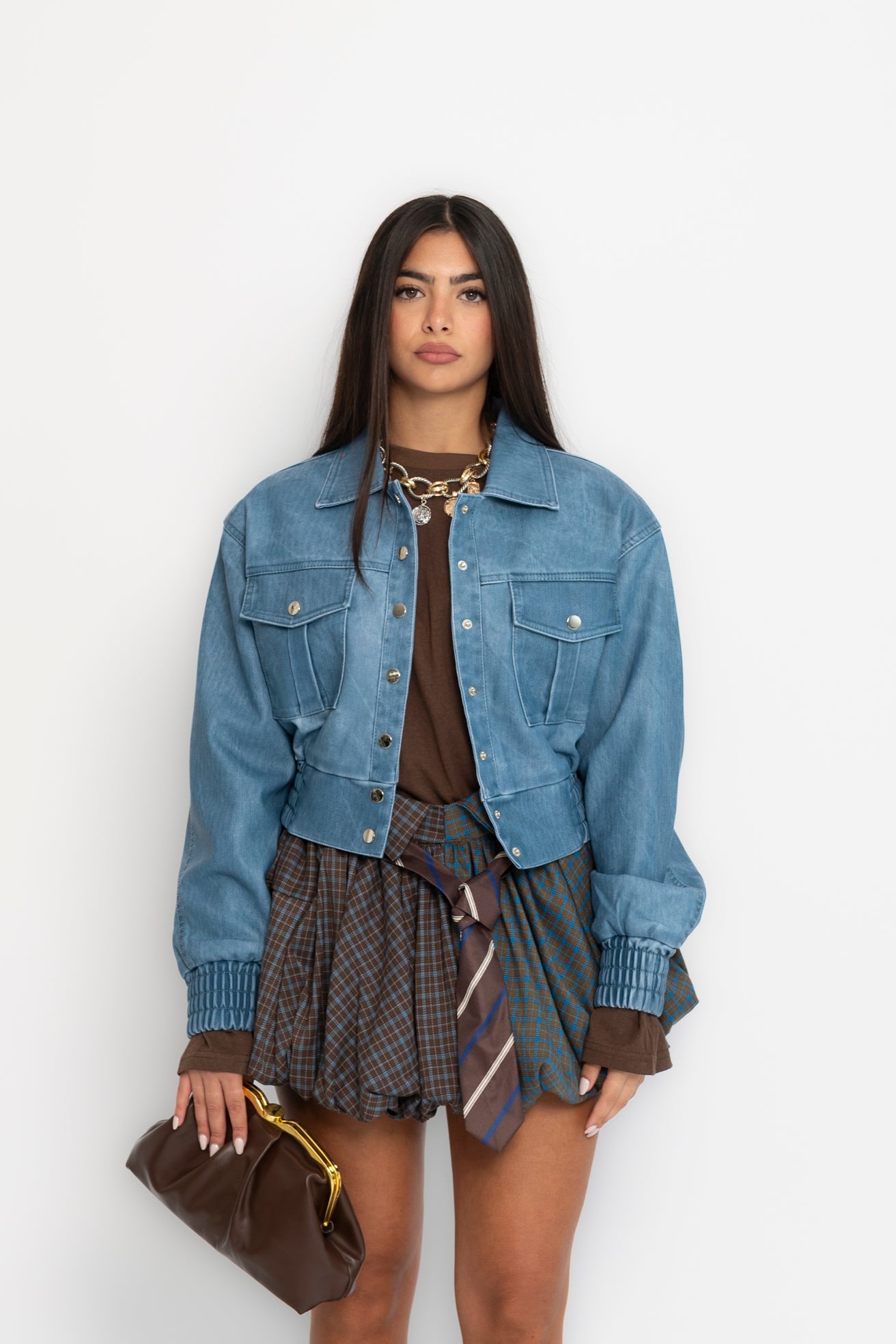 Bomber ecopelle effetto denim