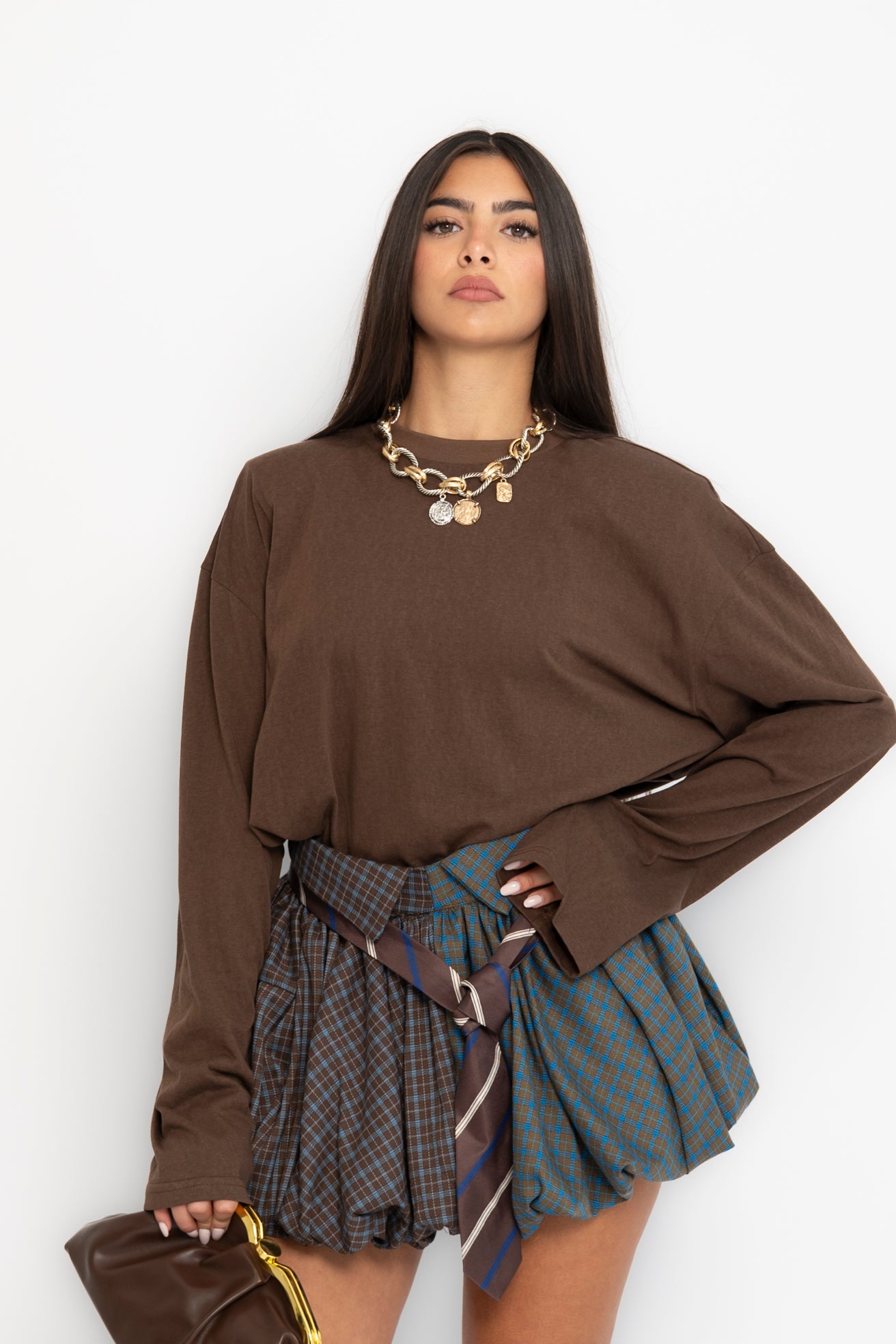 Maglia con spalline manica lunga