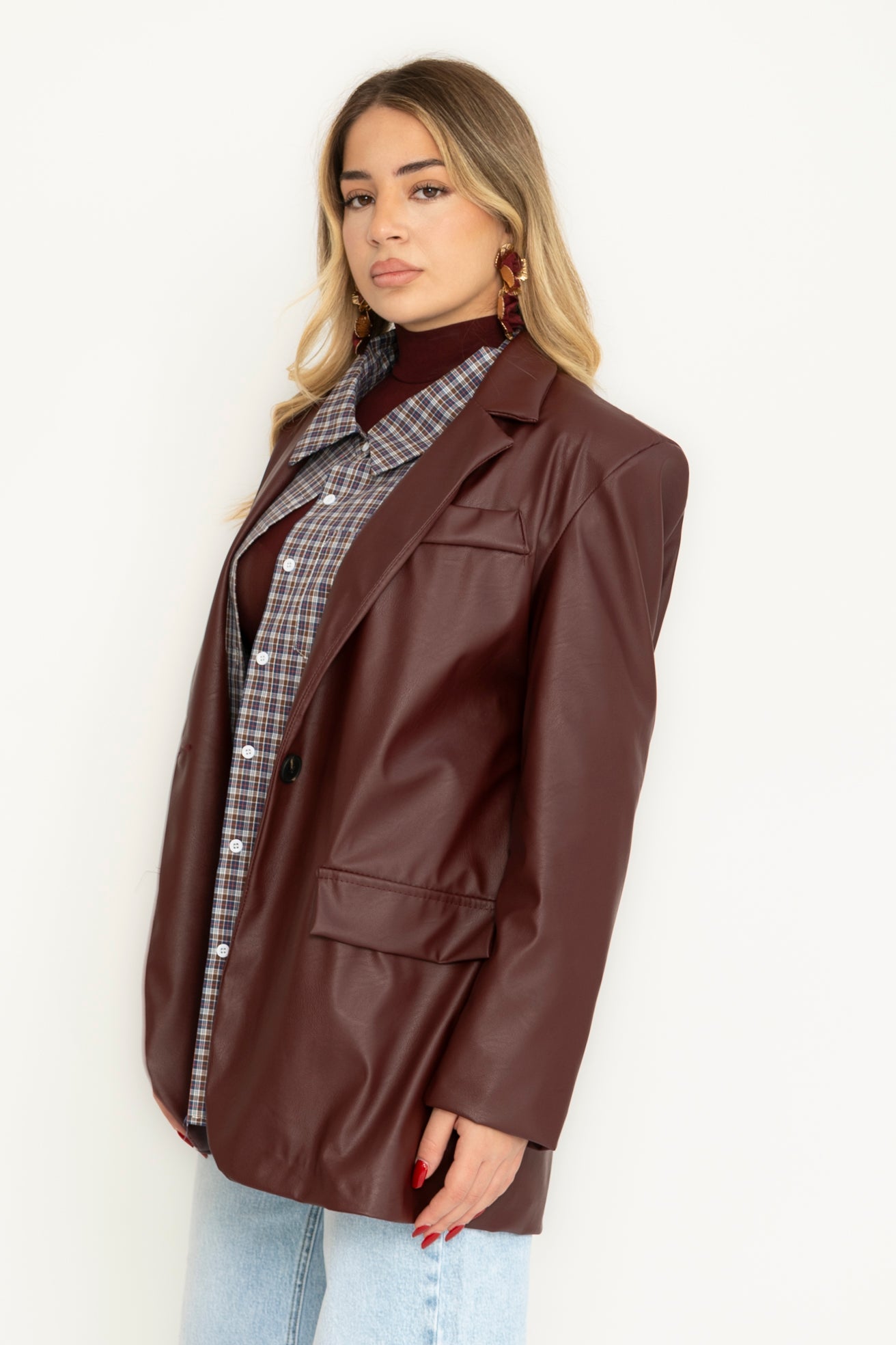 Giacca ecopelle bordeaux