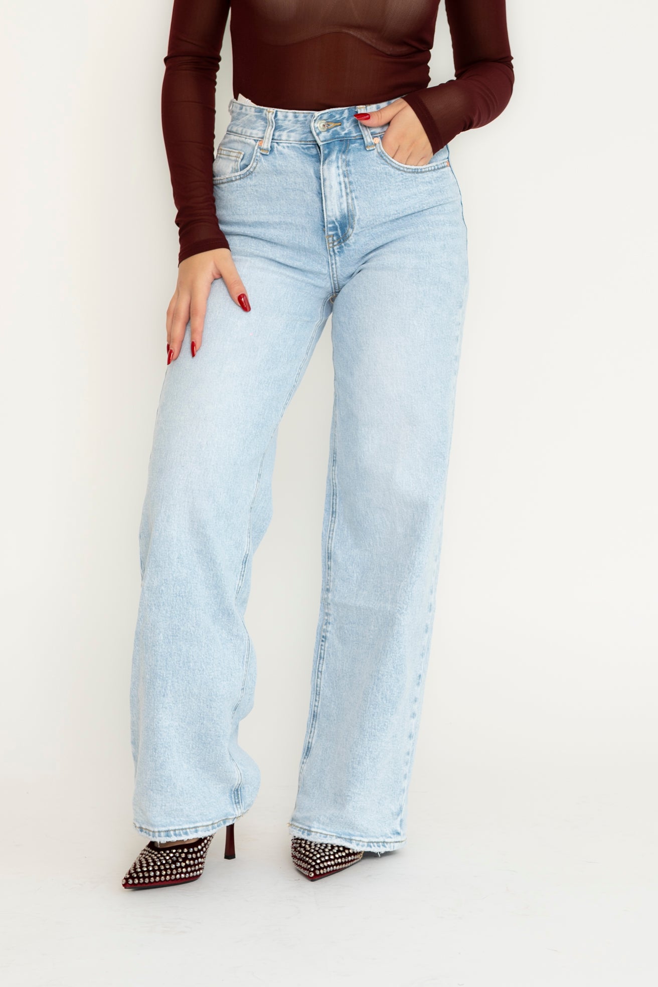 Jeans palazzo chiaro