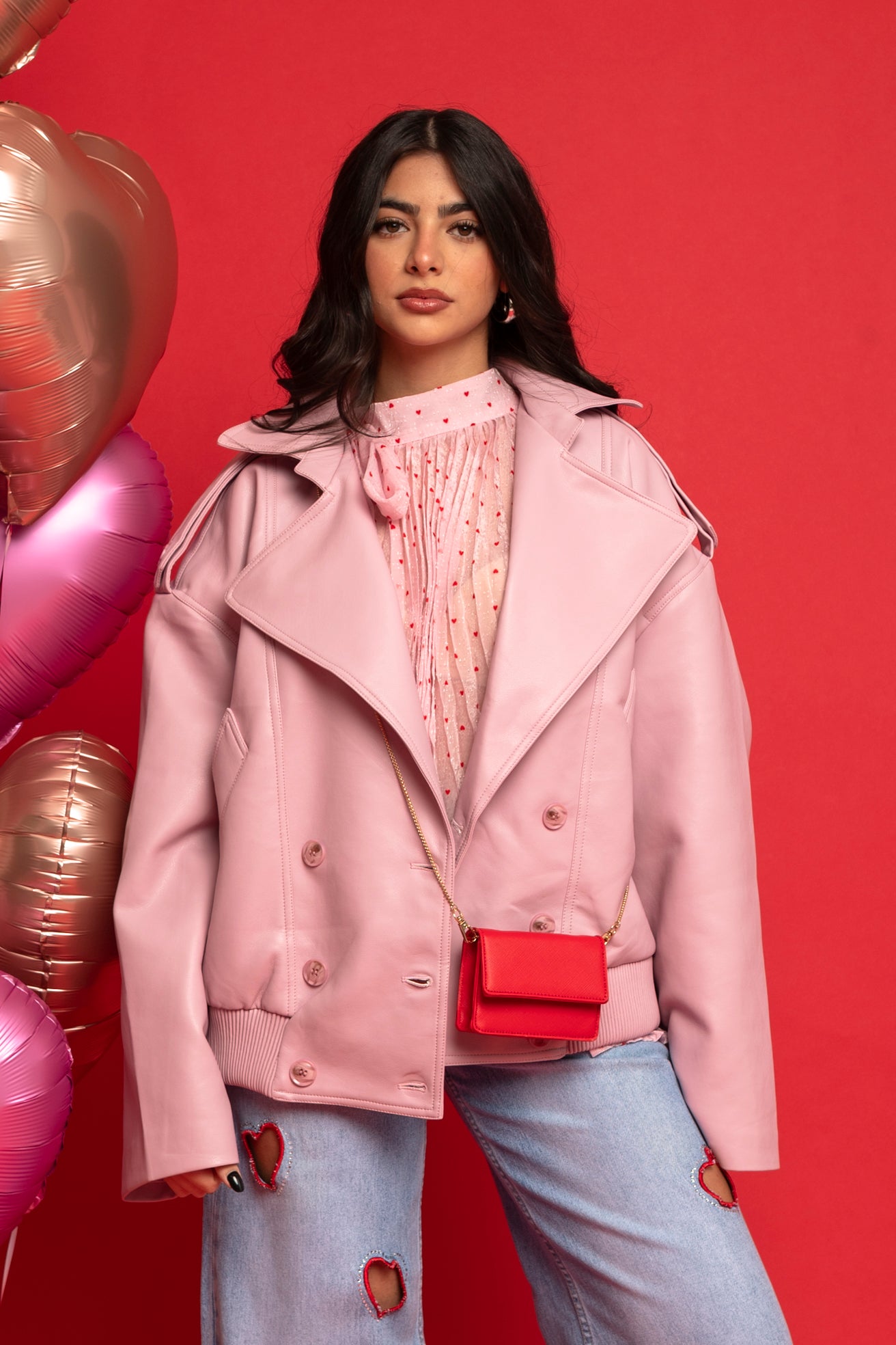 Bomber ecopelle pink