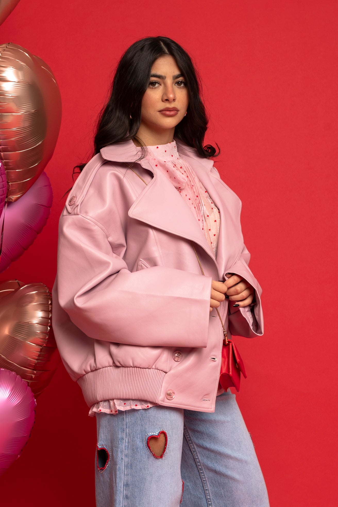 Bomber ecopelle pink