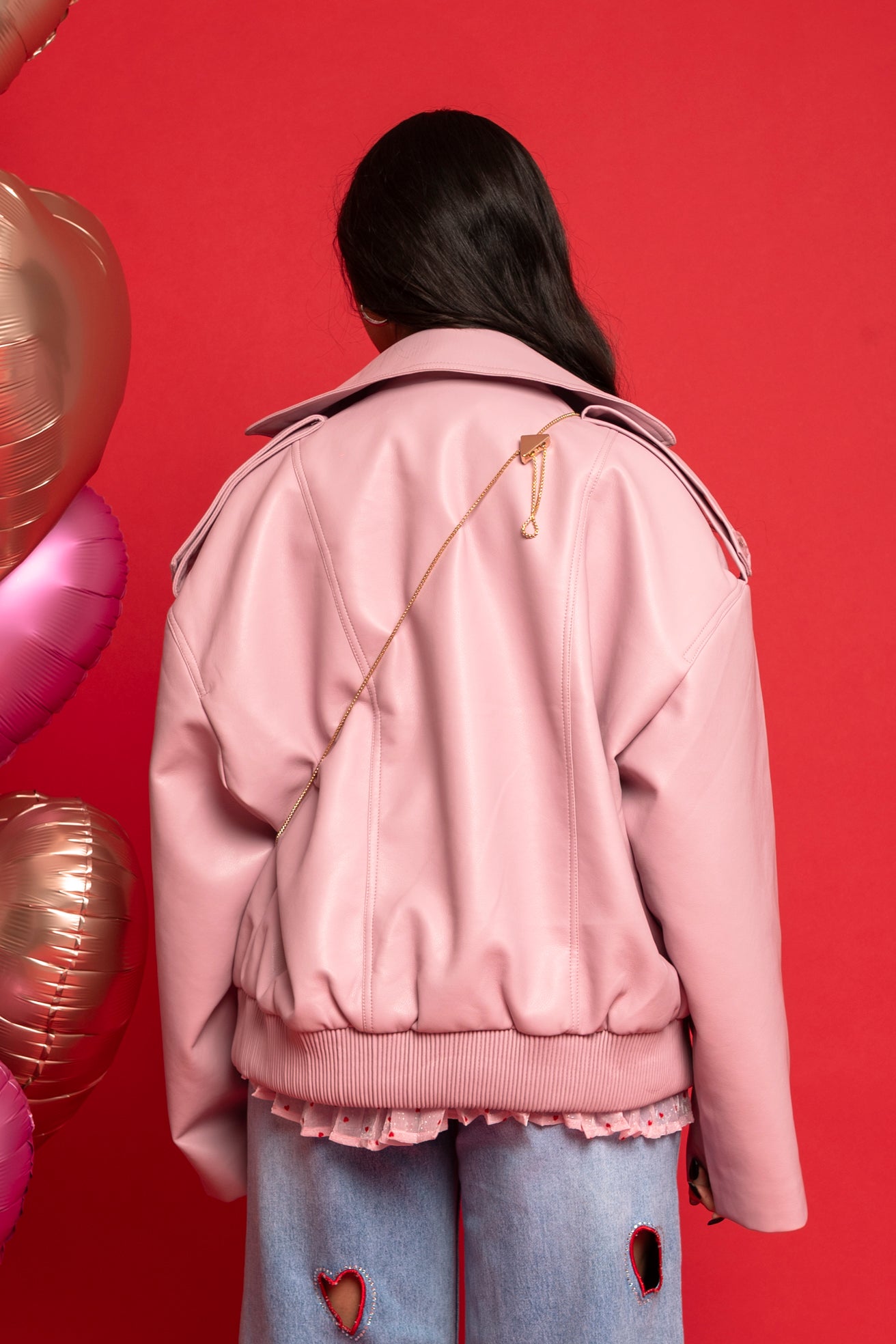 Bomber ecopelle pink