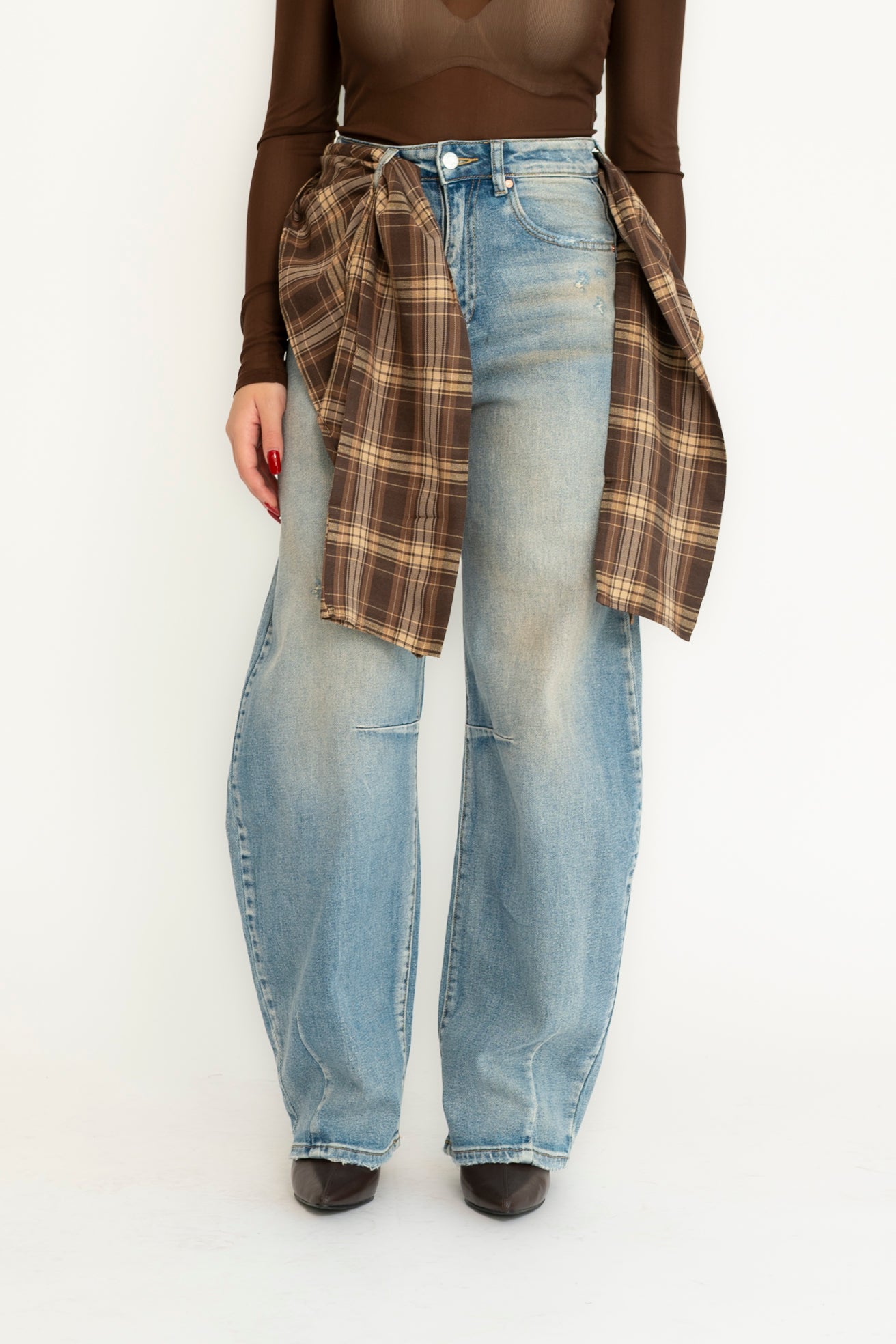 Jeans ballon con foulard