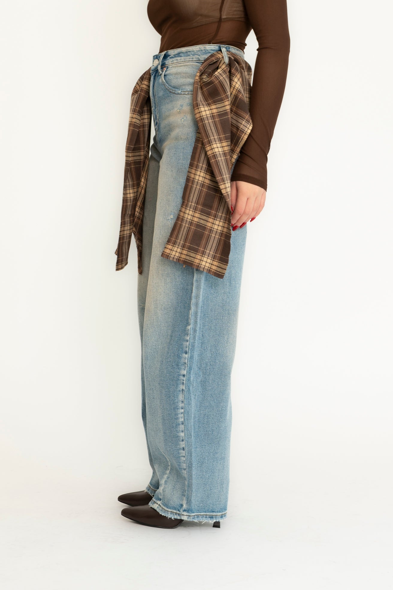 Jeans ballon con foulard