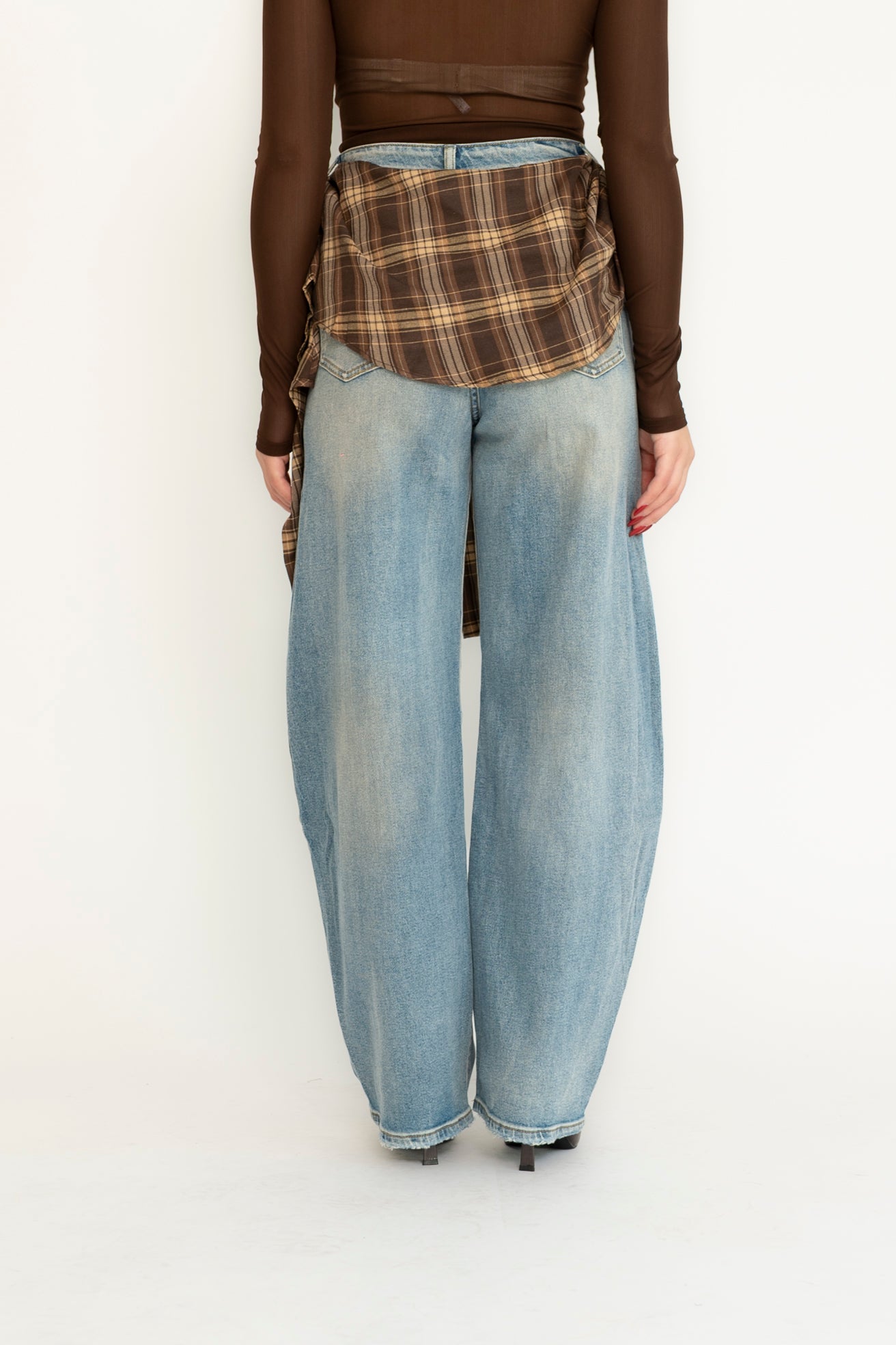 Jeans ballon con foulard