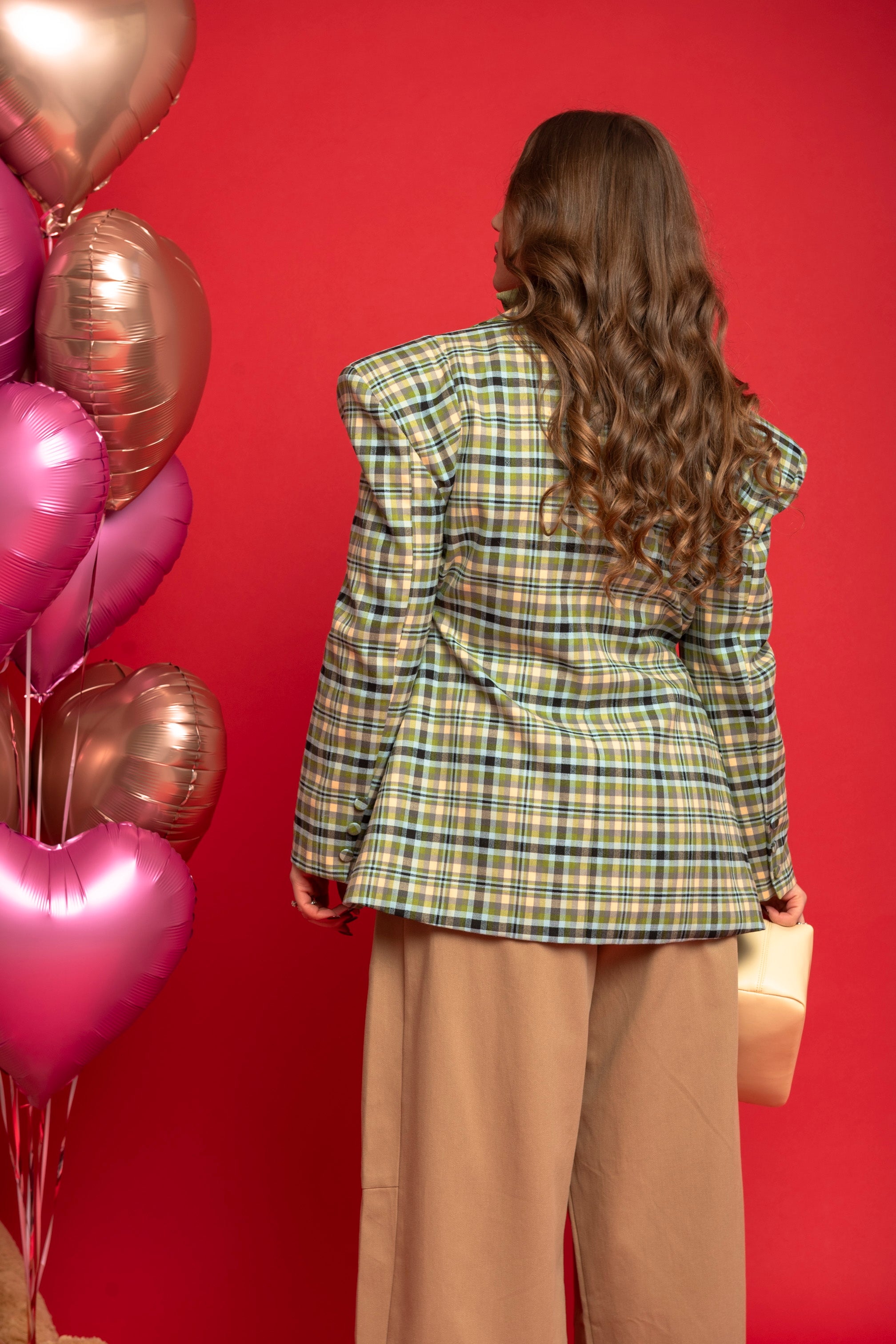 Giacca avvitata a quadri verde