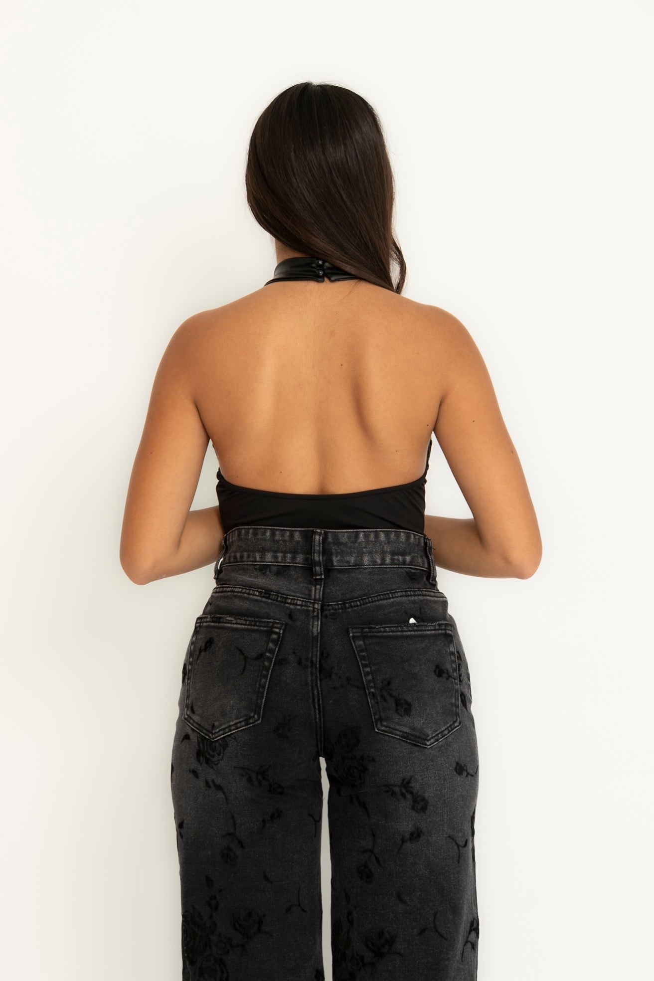 Body ecopelle scollo americano