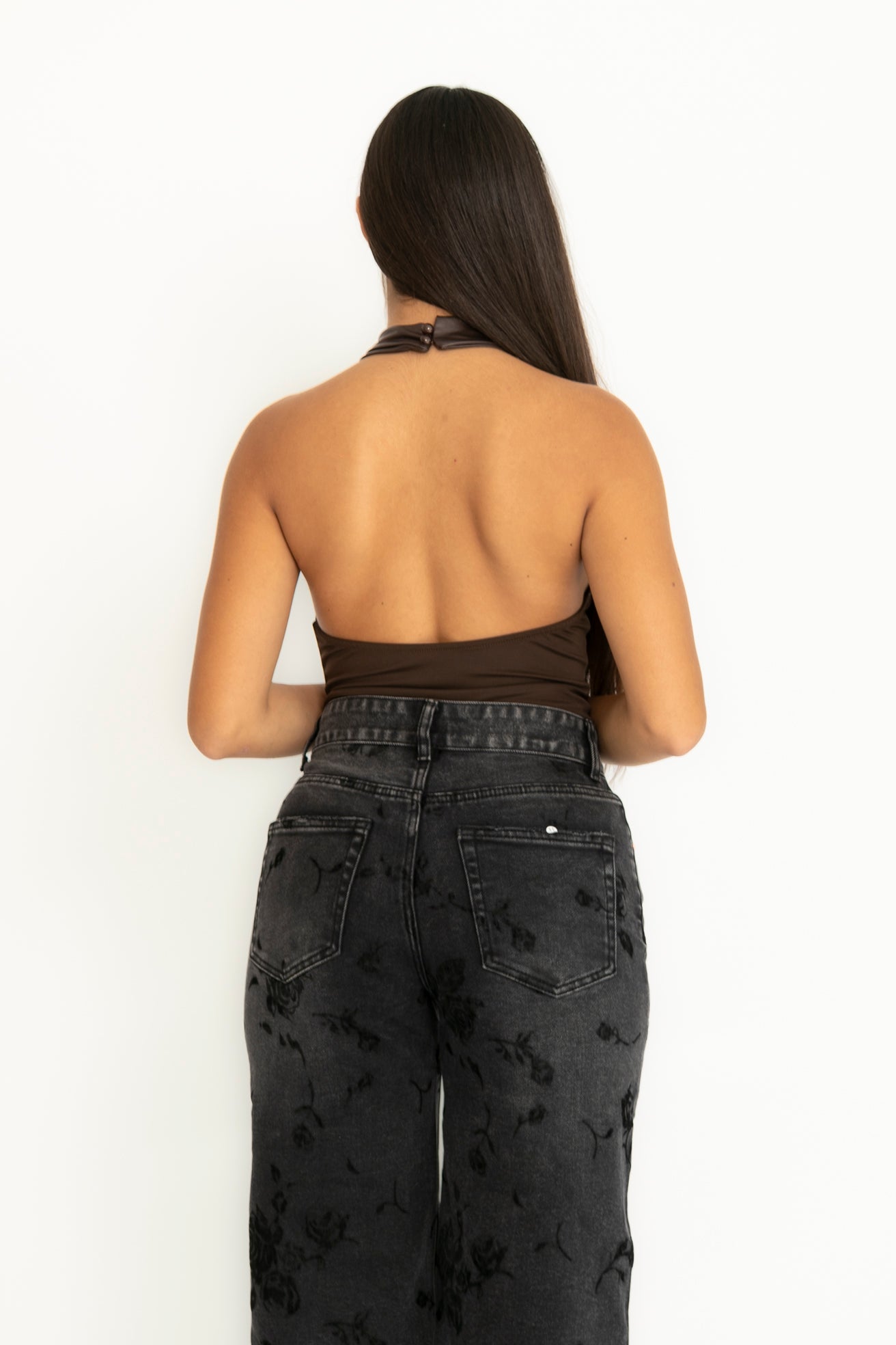 Body ecopelle scollo americano