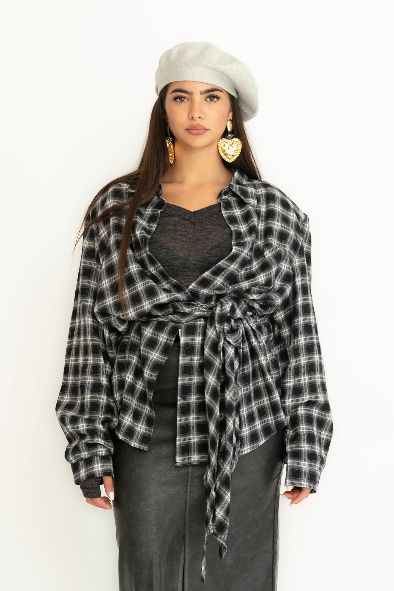 Camicia a quadri con laccio