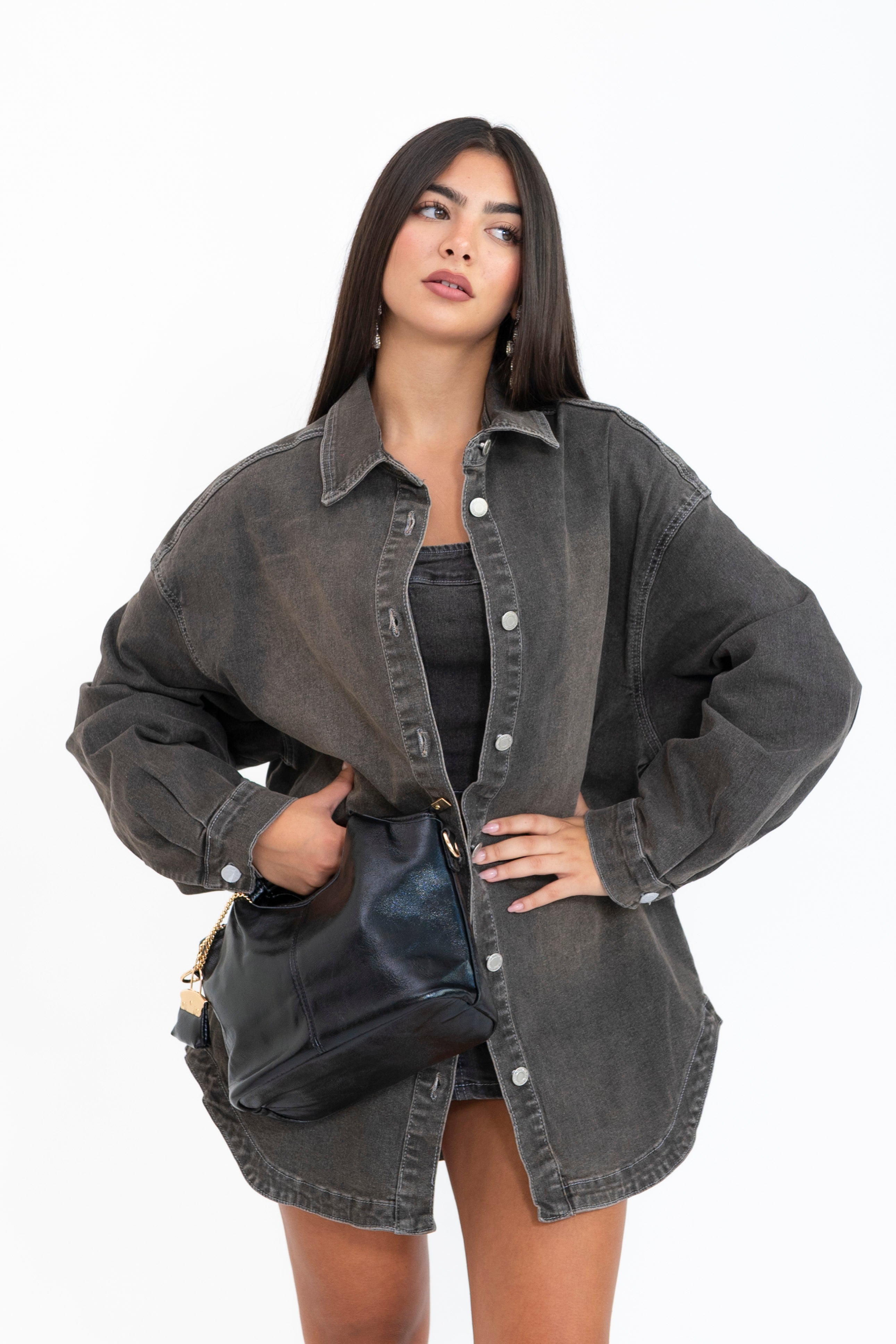 Camicia denim oversize grey