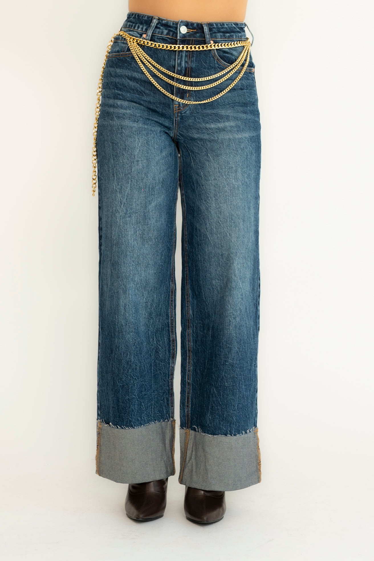 Jeans palazzo effetto piegone