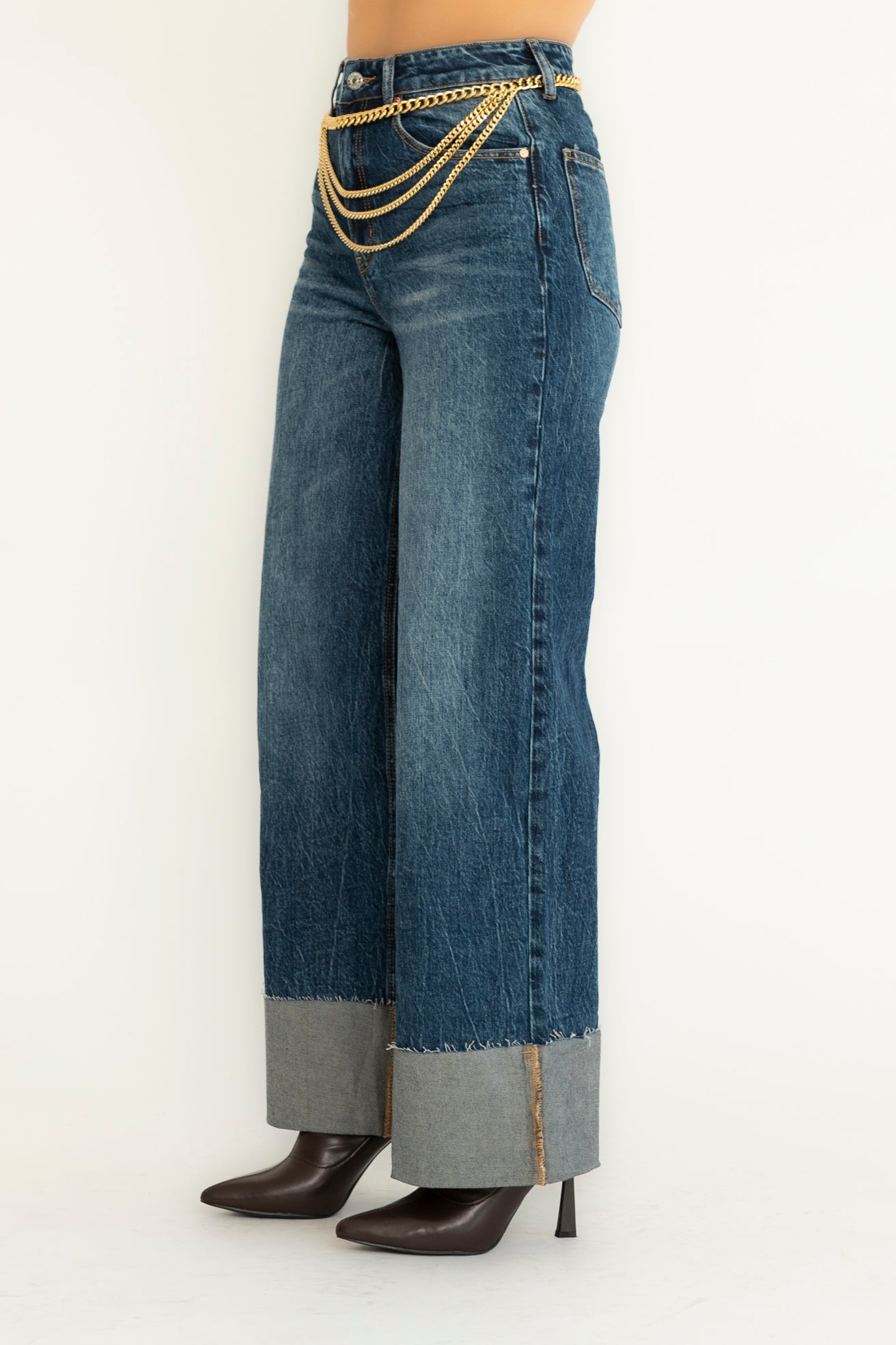 Jeans palazzo effetto piegone