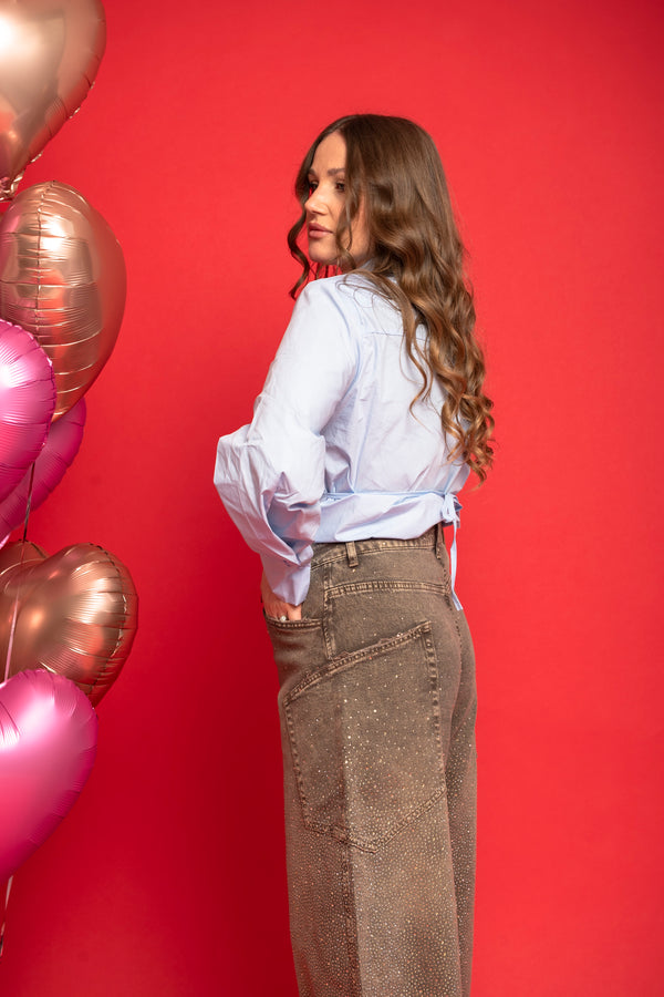 Camicia con cuciture in rilievo