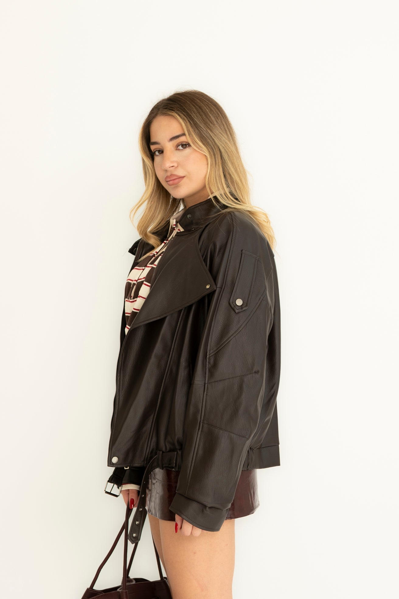 Giubbino in ecopelle brown