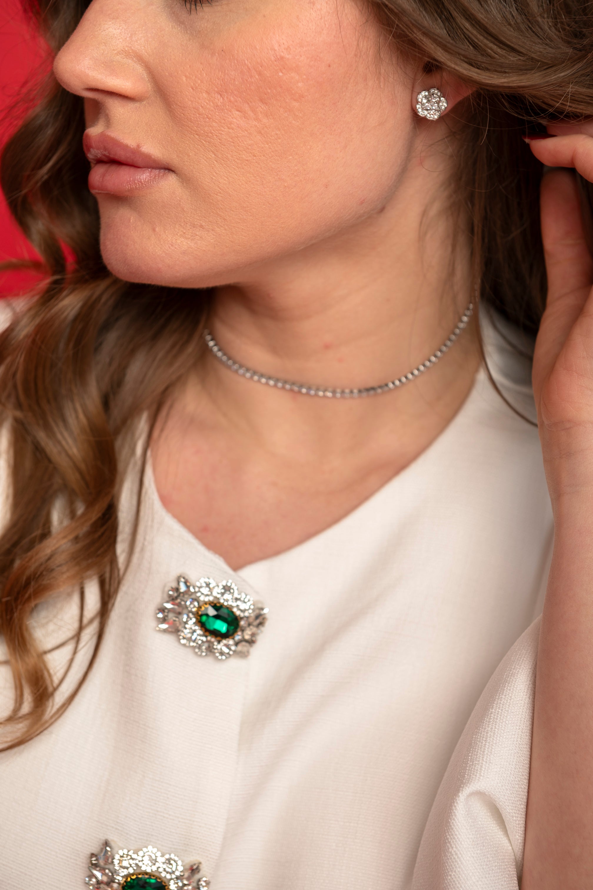 Orecchini fiore strass