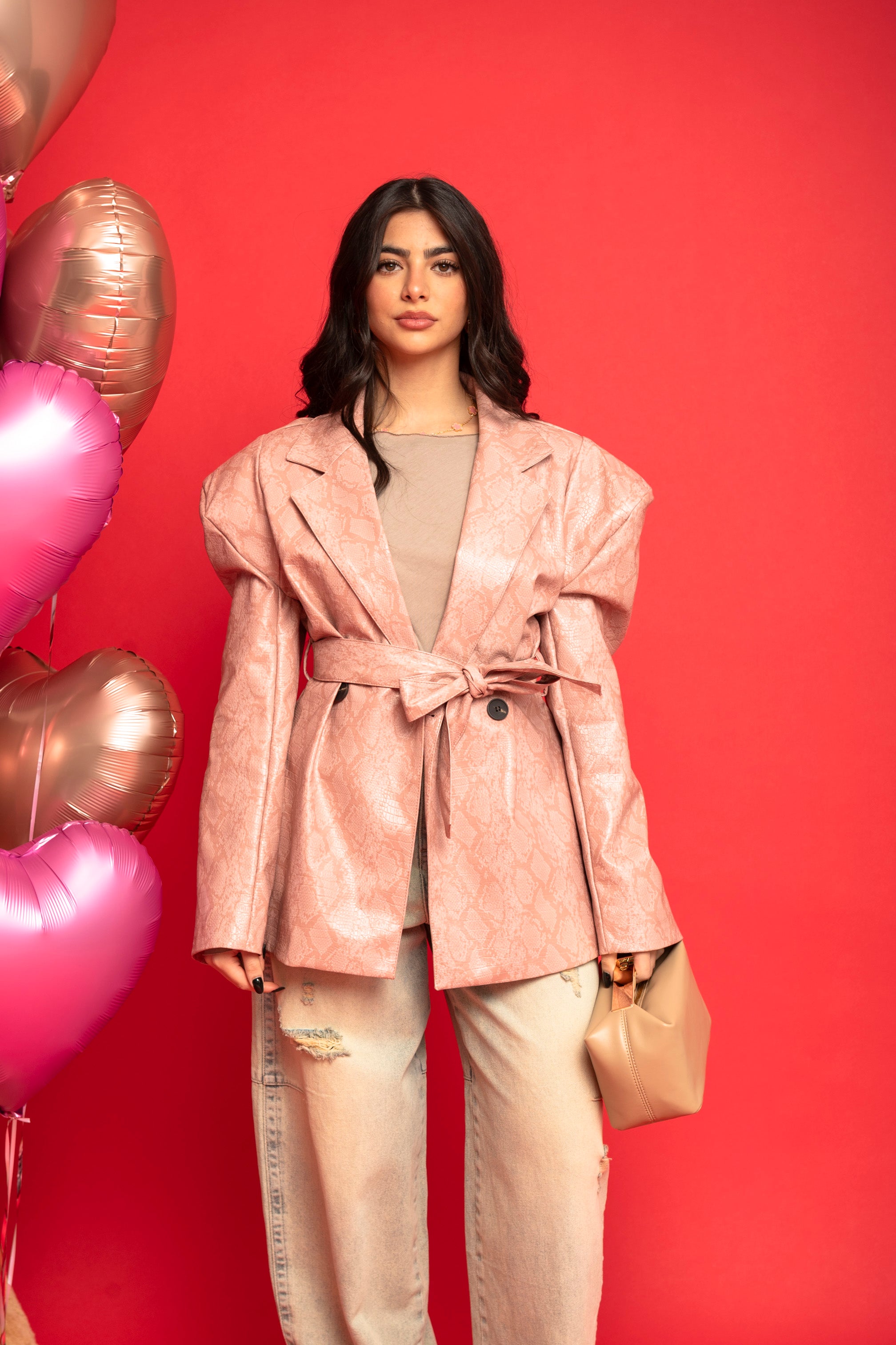 Giacca ecopelle pitonata