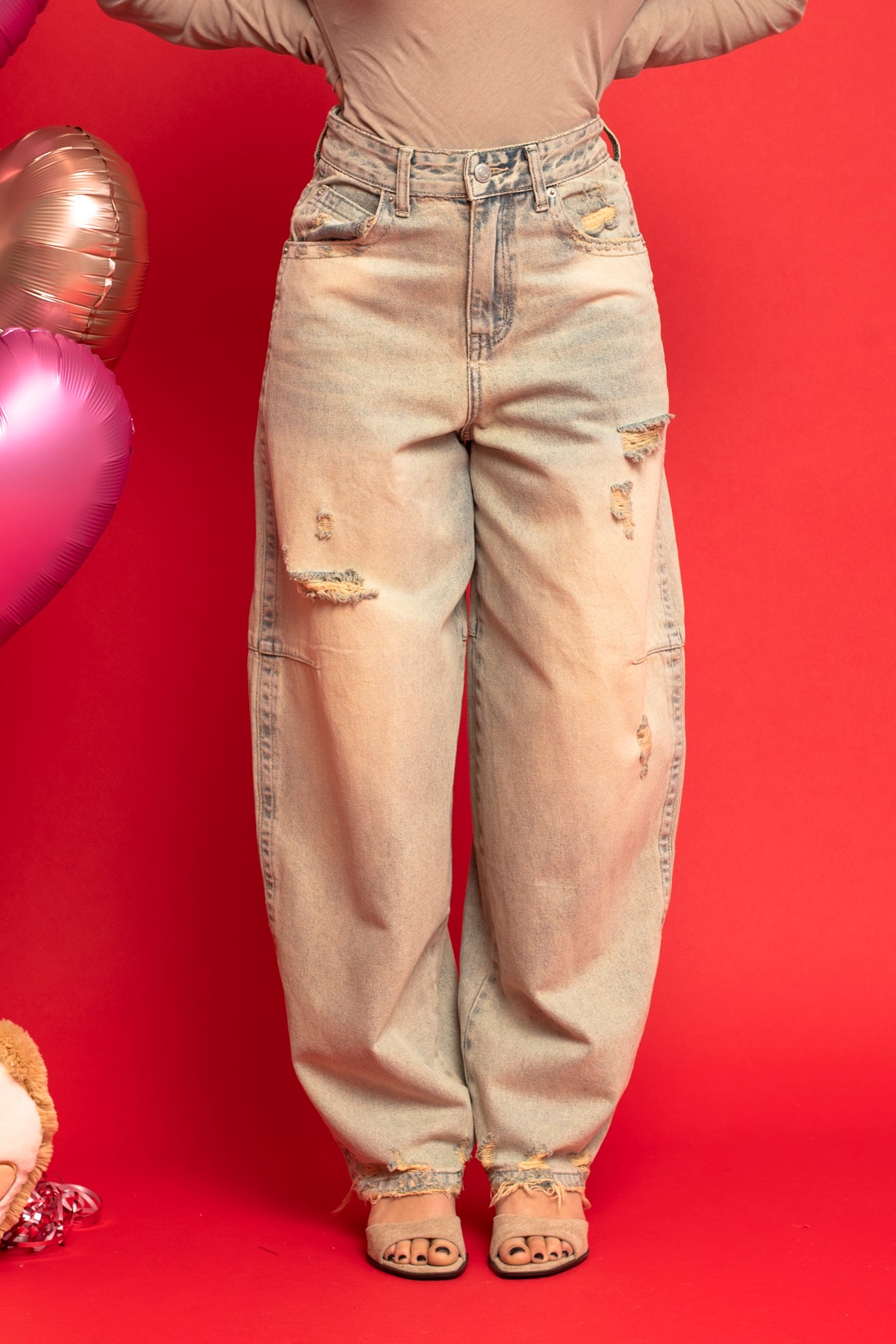 Jeans ballon sabbiato chiaro