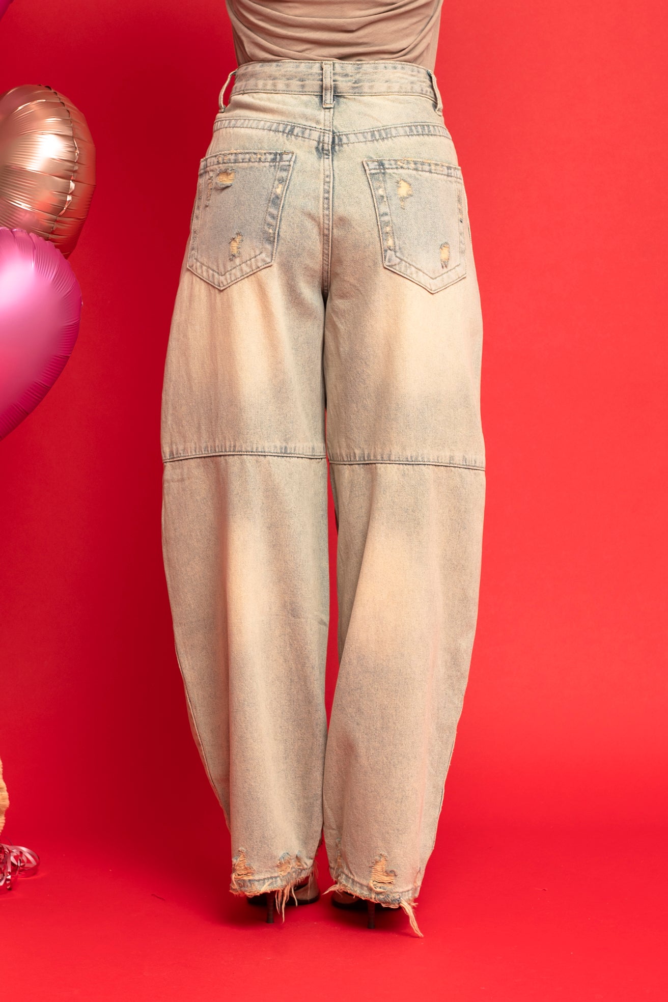 Jeans ballon sabbiato chiaro