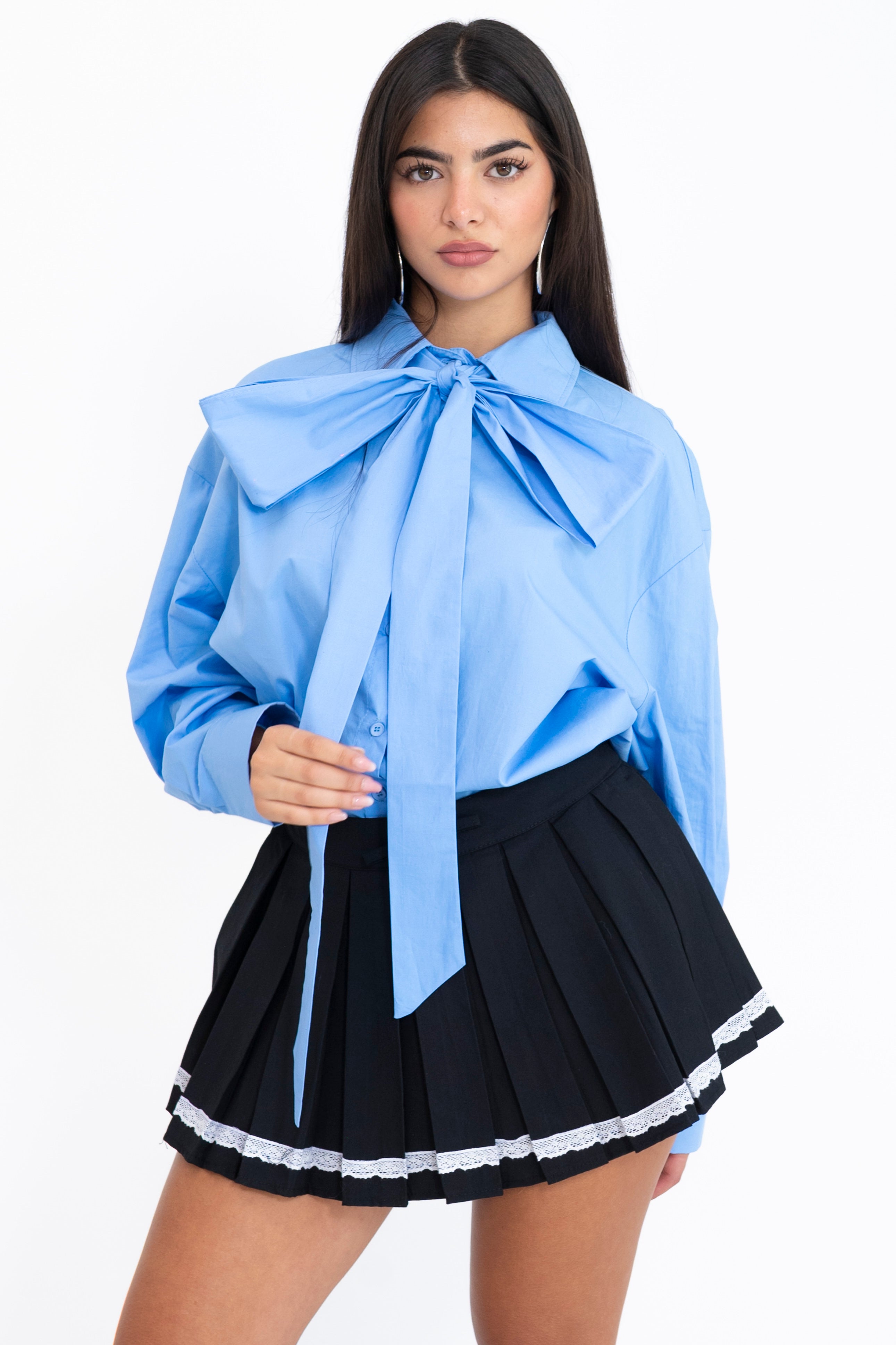 Camicia fiocco azzurra