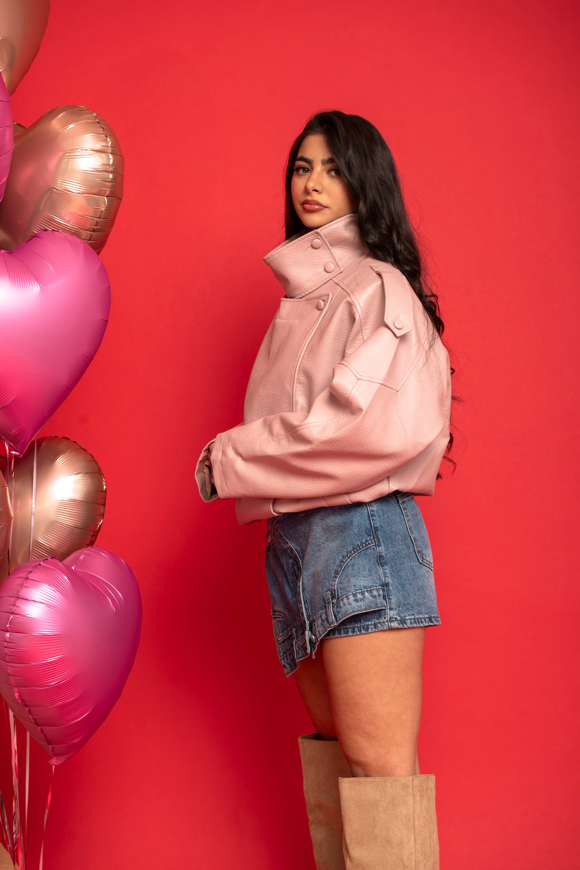 Bomber in ecopelle collo alto