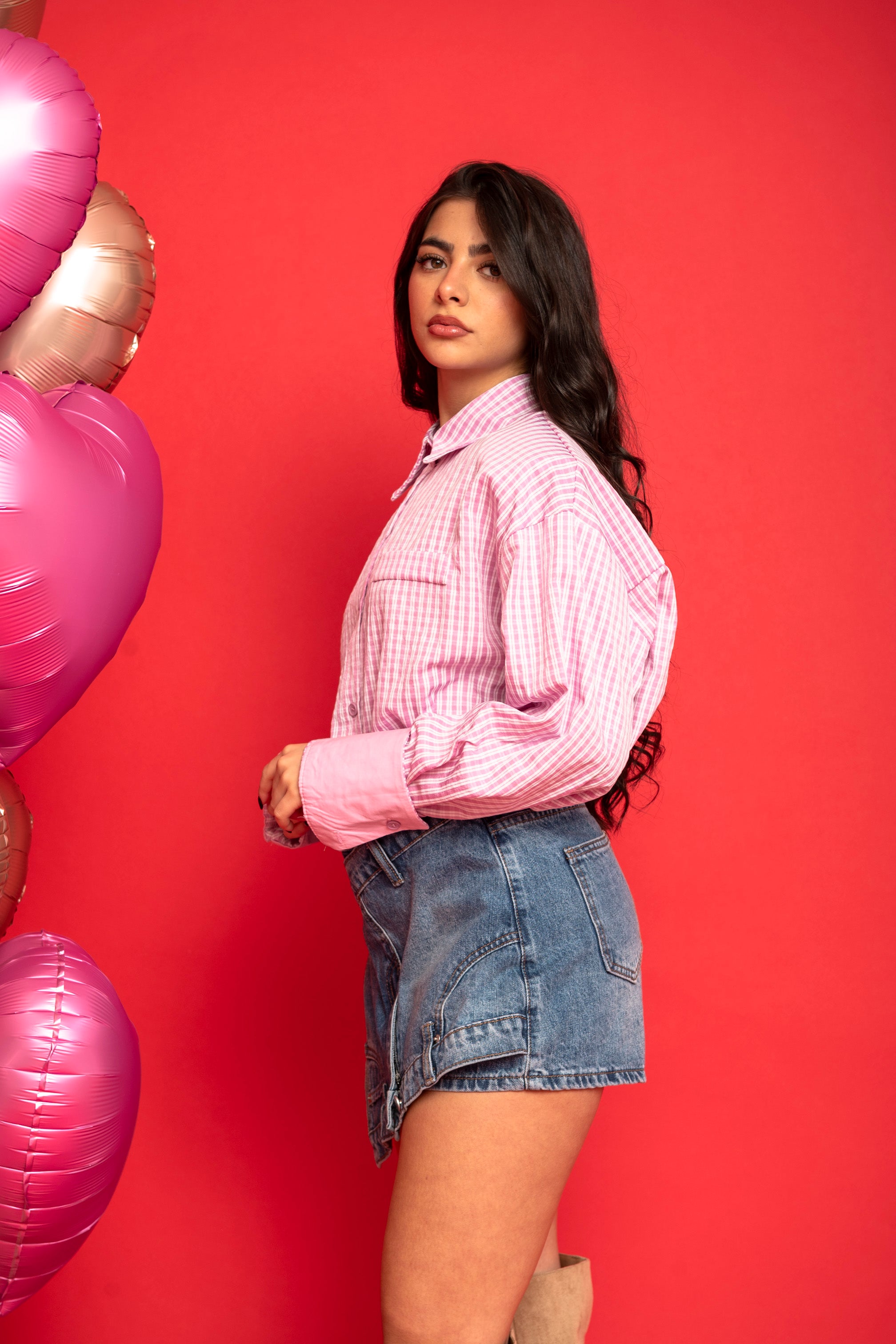 Camicia a quadri pink