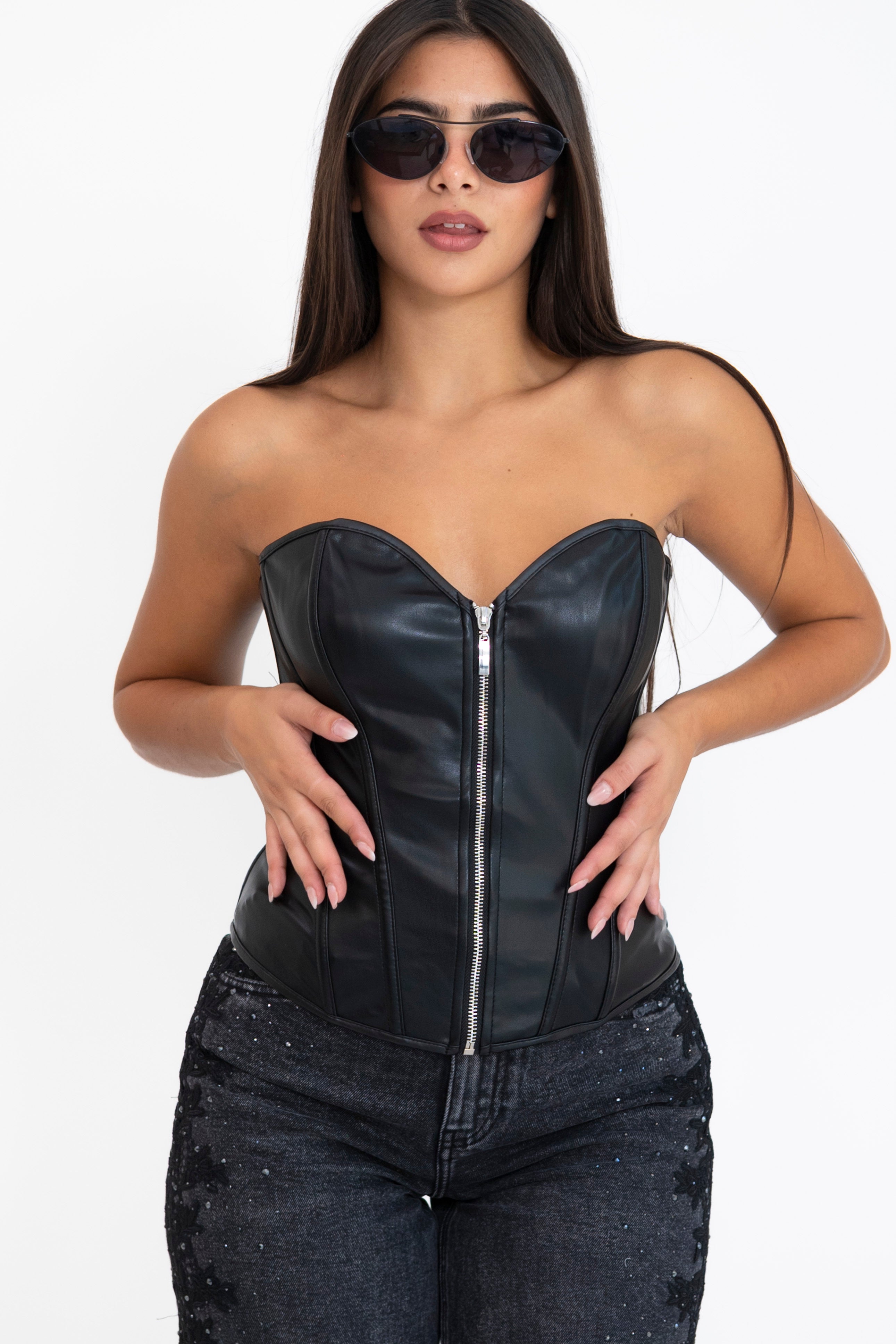 Corsetto zip ecopelle
