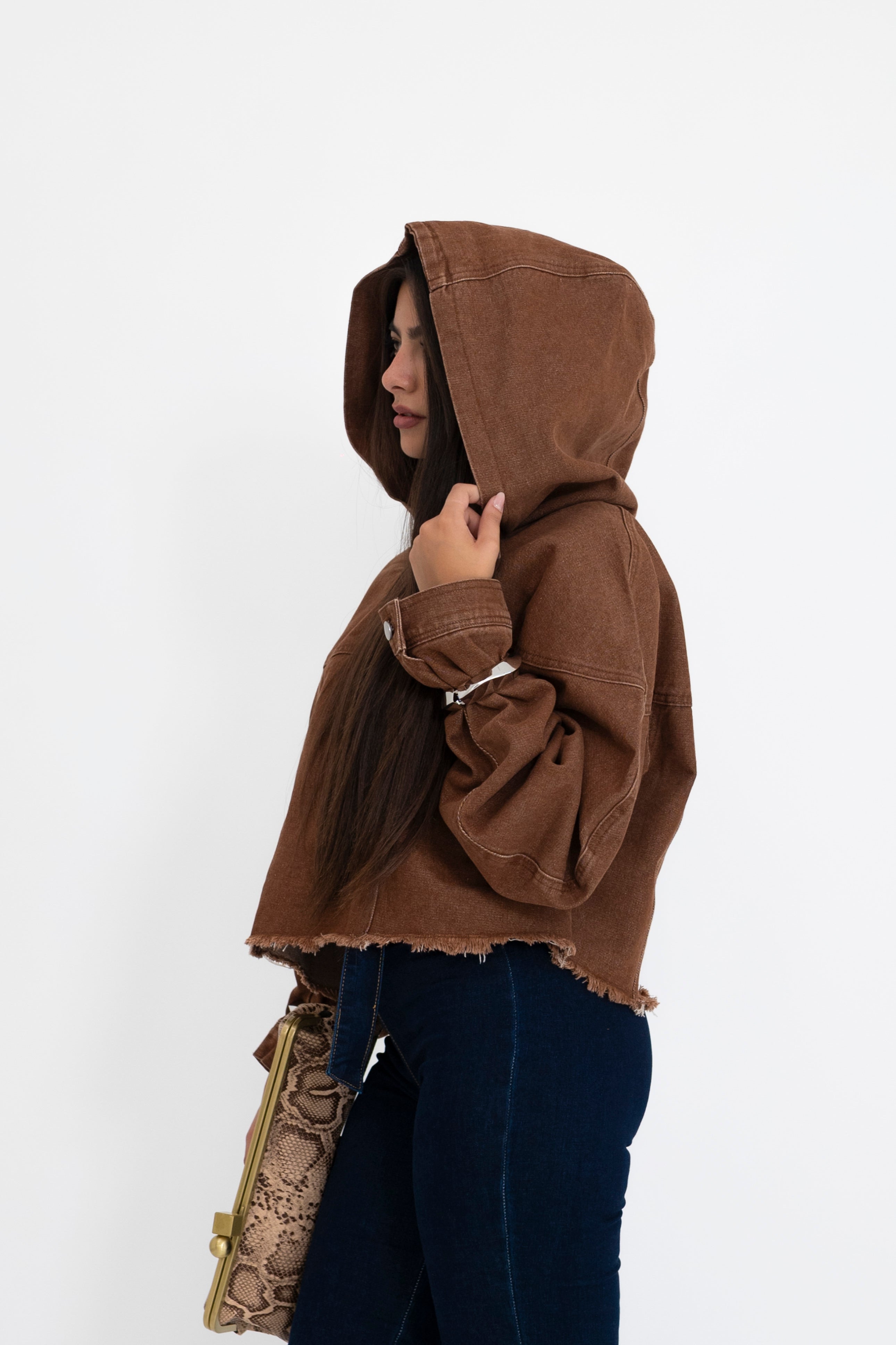 Felpa crop denim