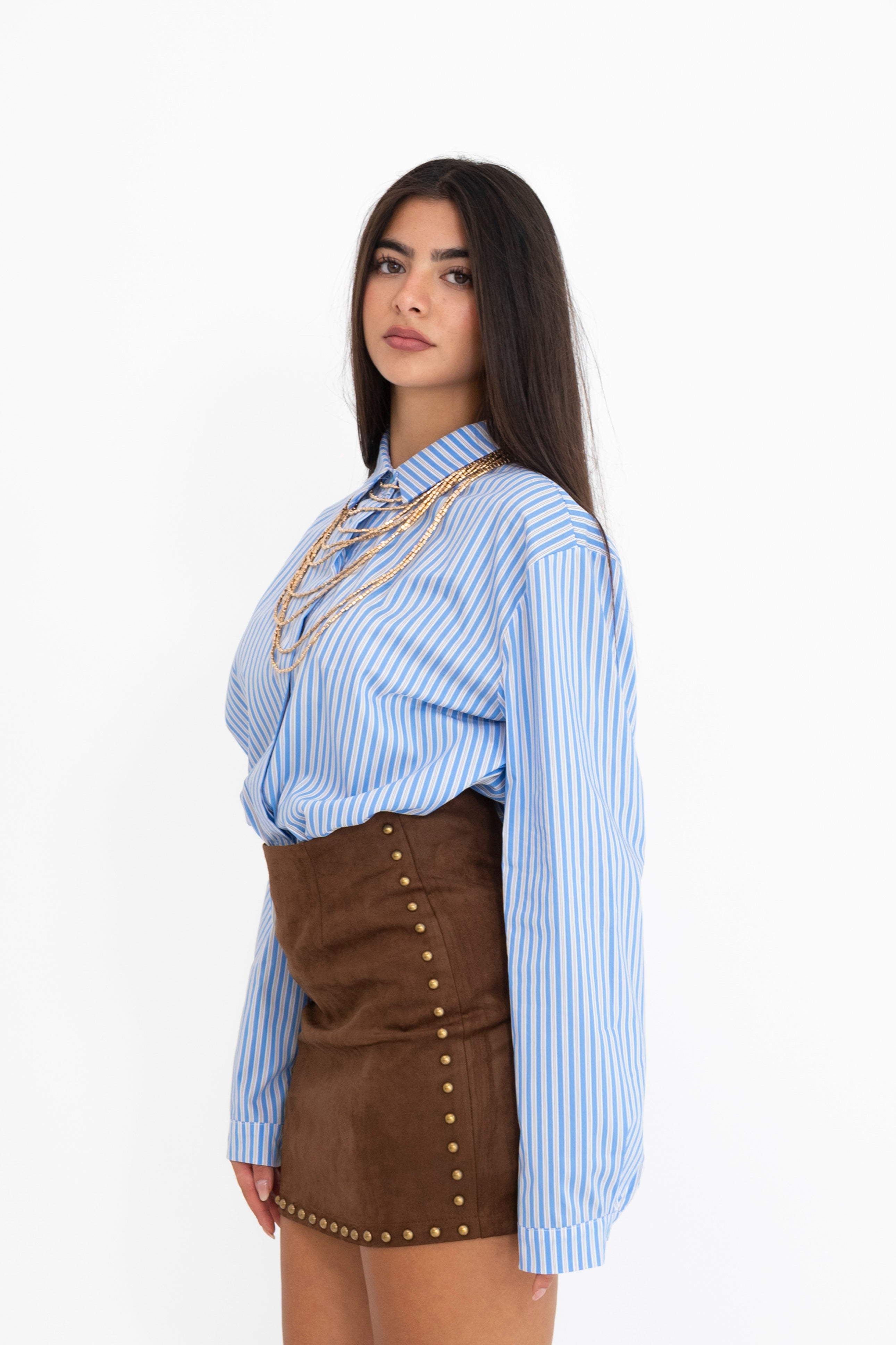 Camicia a righe celeste