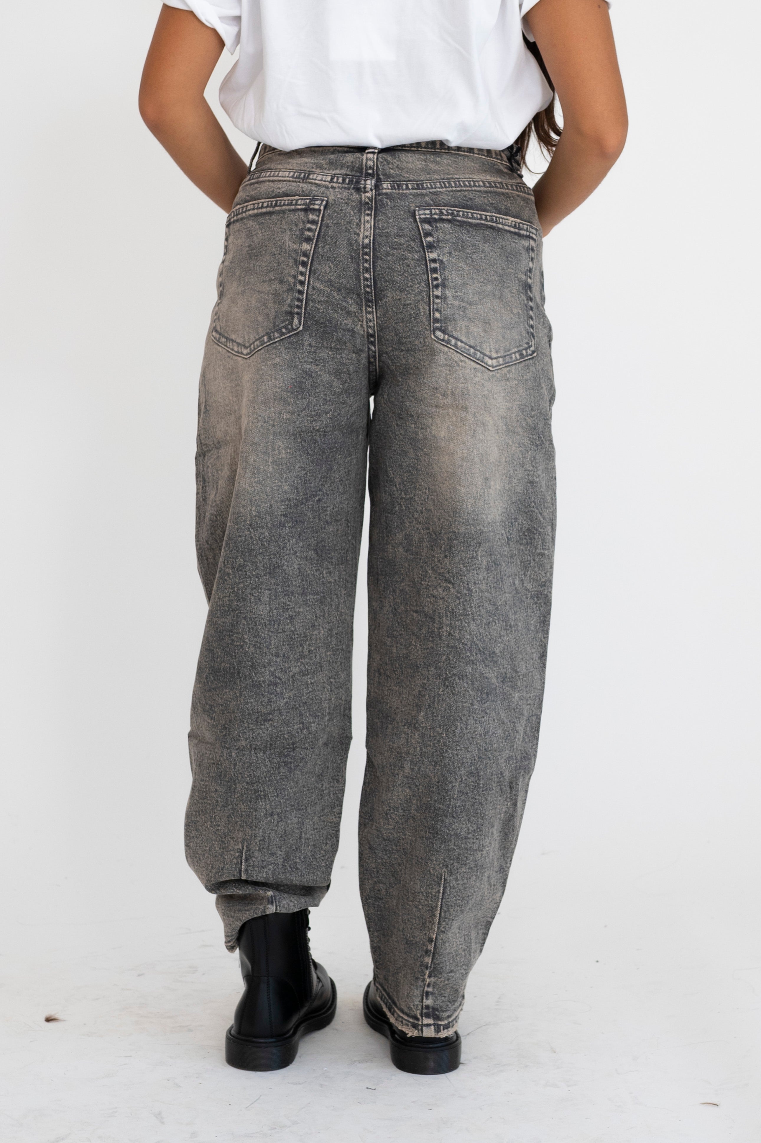 Jeans ballon grigio sfumato