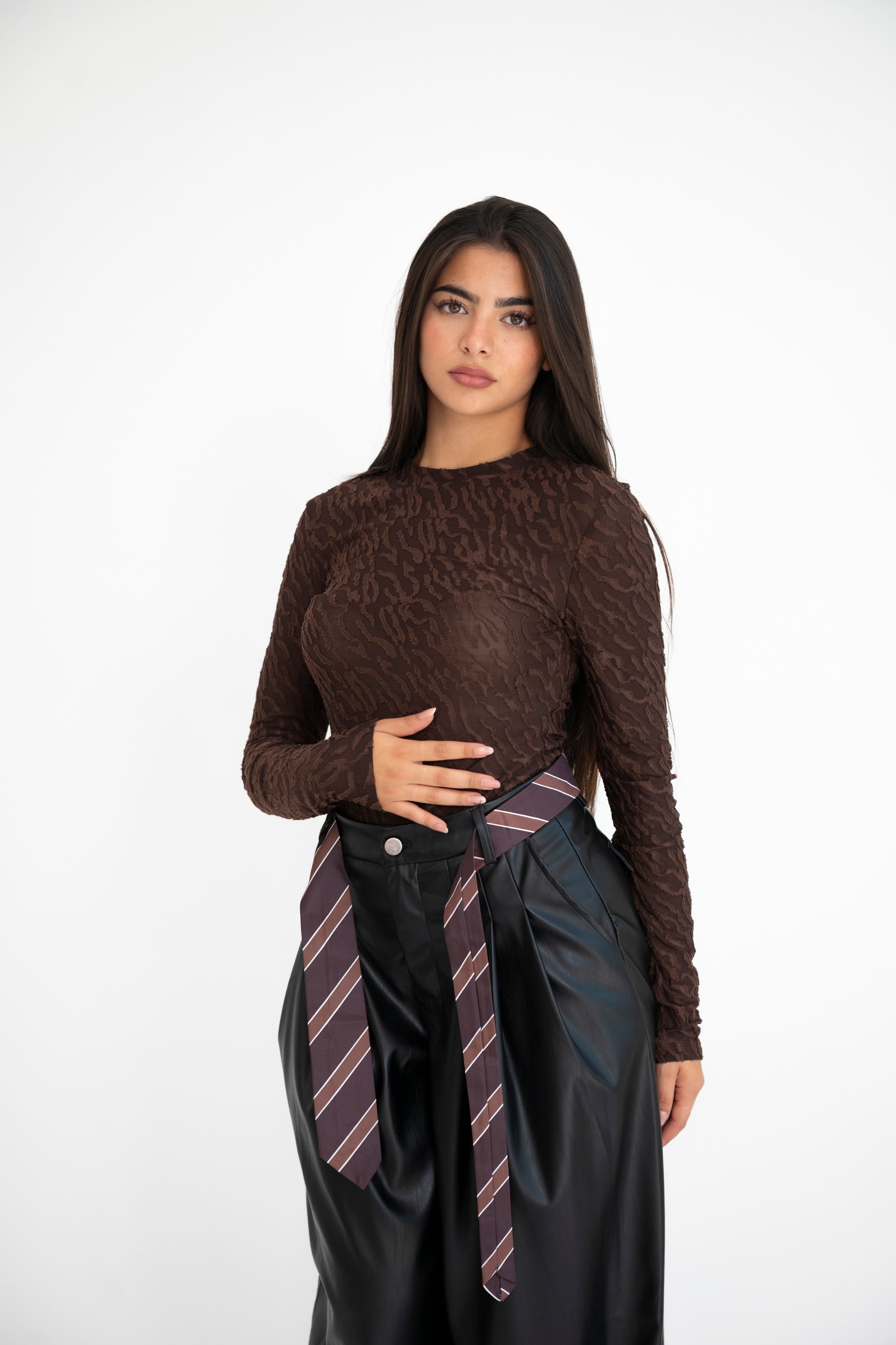Maglia semitrasparente brown