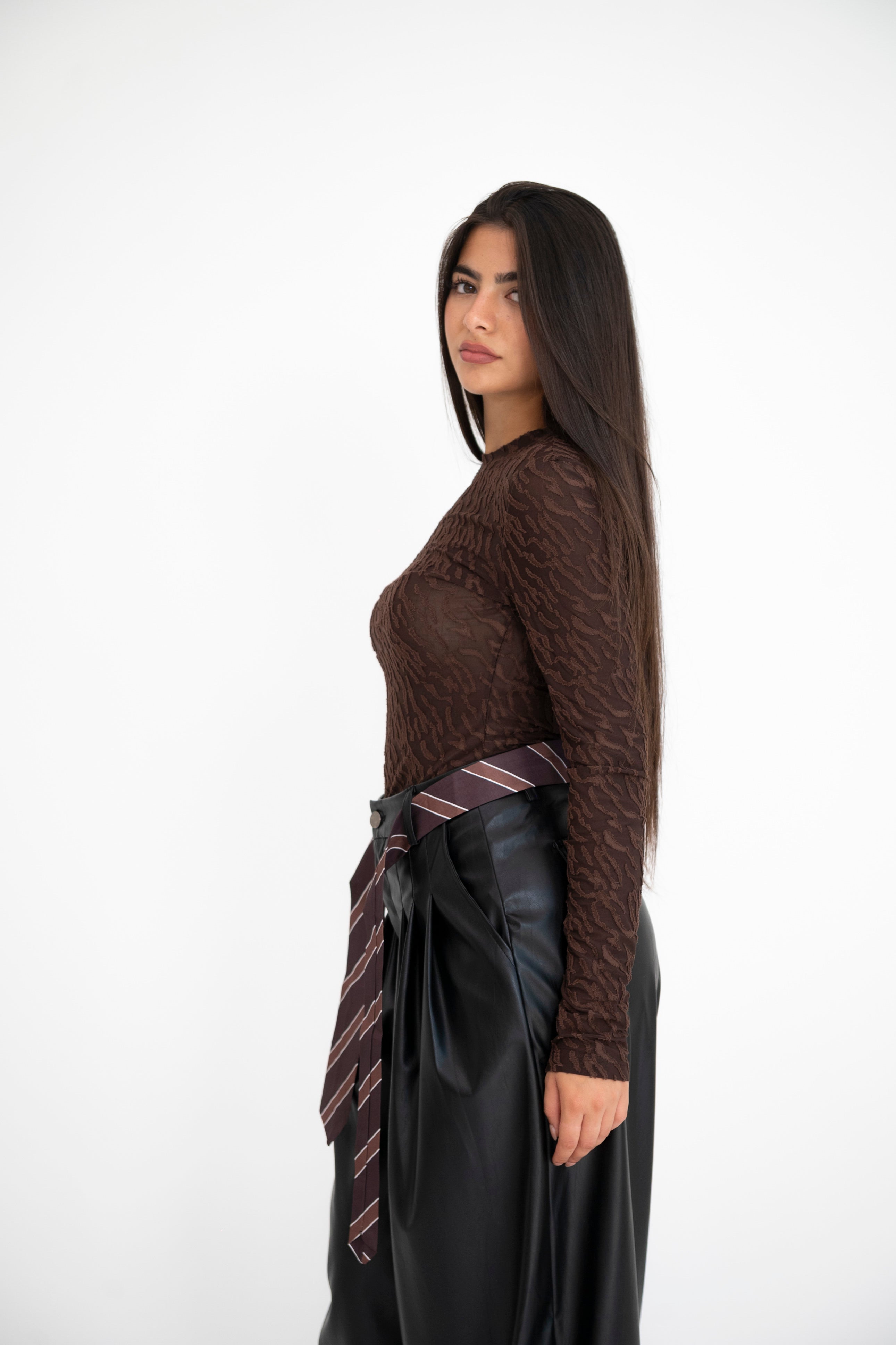 Maglia semitrasparente brown