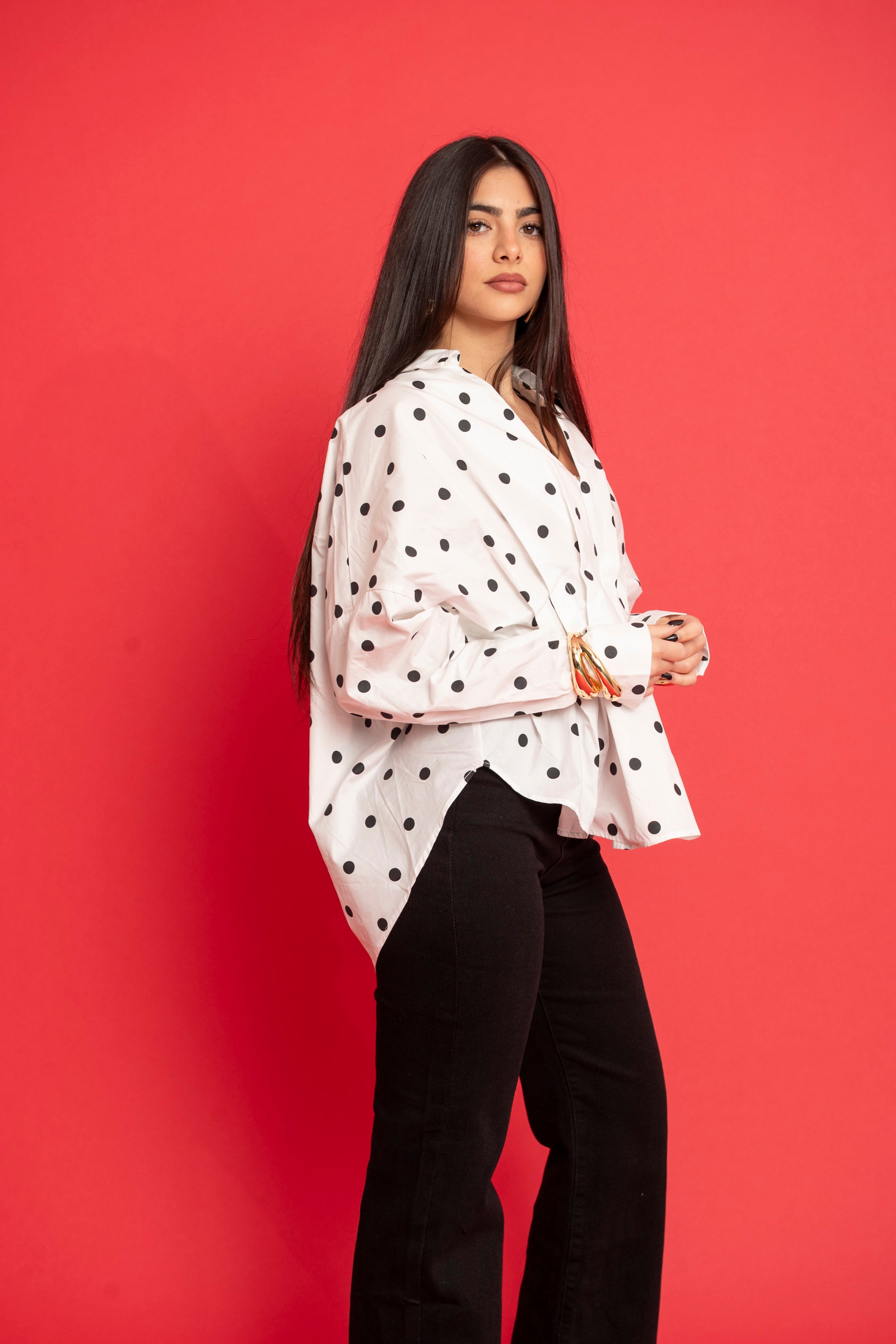 Camicia con arriccio pois