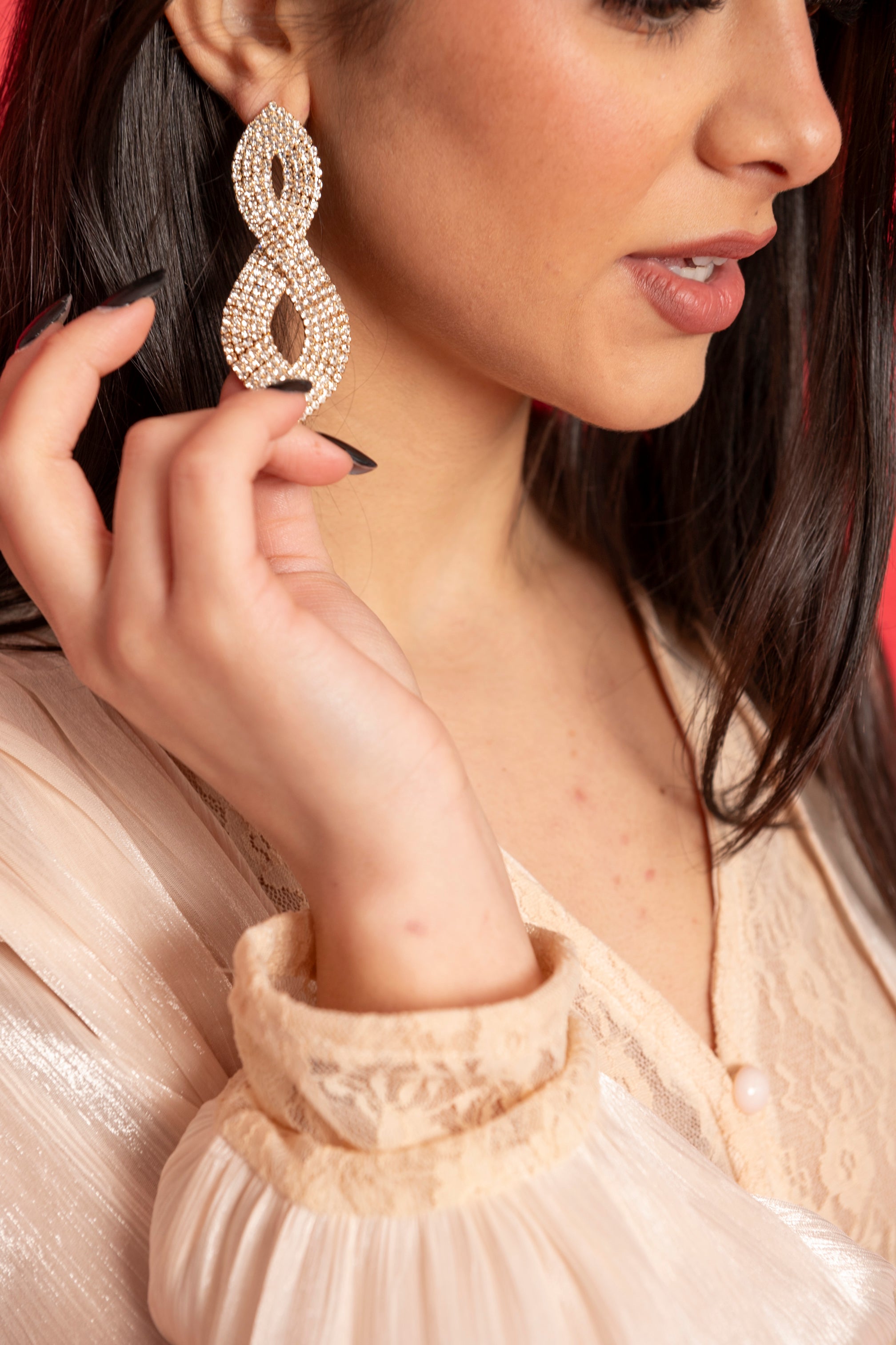 Orecchino infinito strass